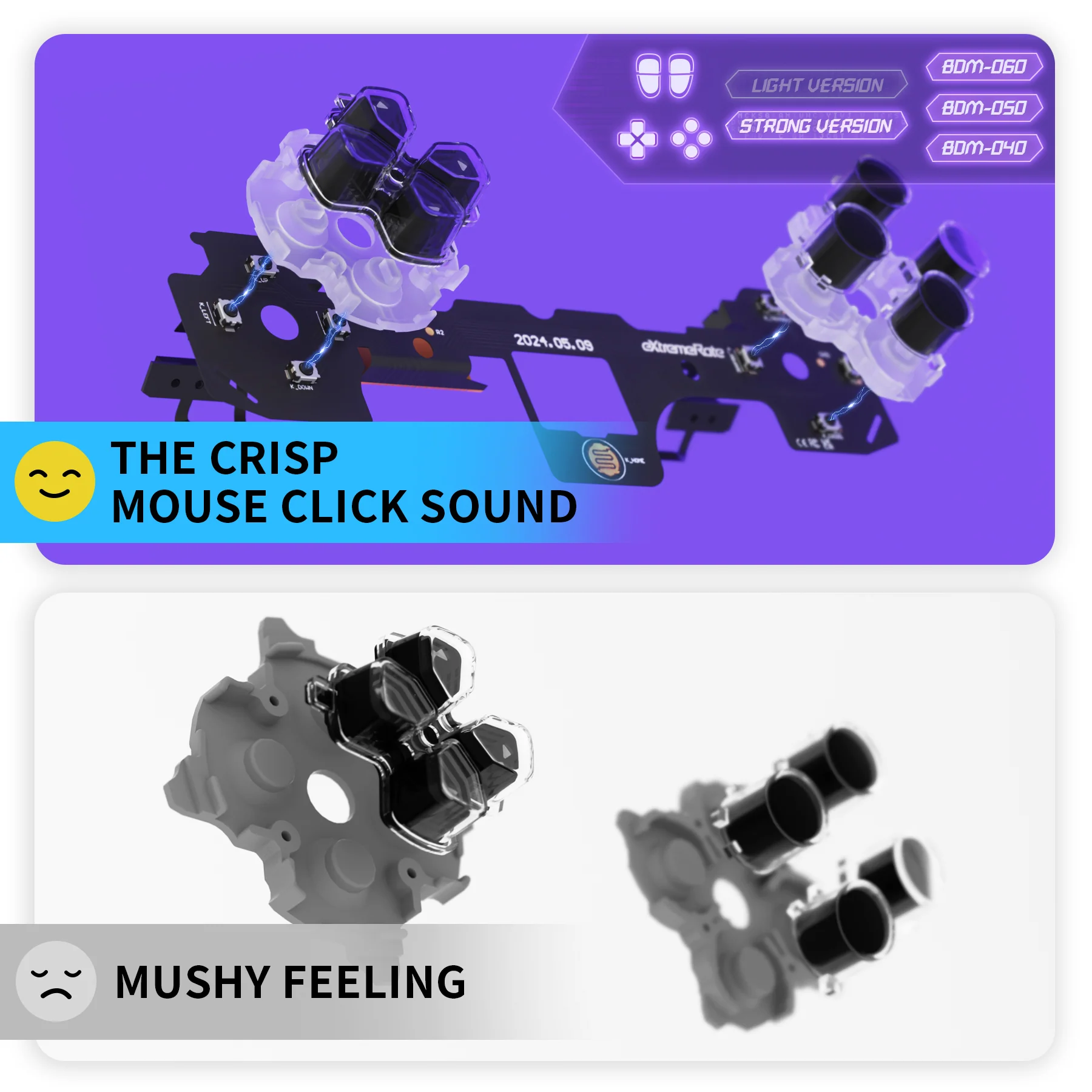 eXtremeRate Whole Set - Strong Version Clicky Kit V2 for PS5 Controller BDM-040/050/060 Shoulder Face Buttons, Micro Switch L2R2 Clicky Hair Trigger Kit and Tactile L1R1 Face Buttons Mouse Click for PS5 Controller - Image 9