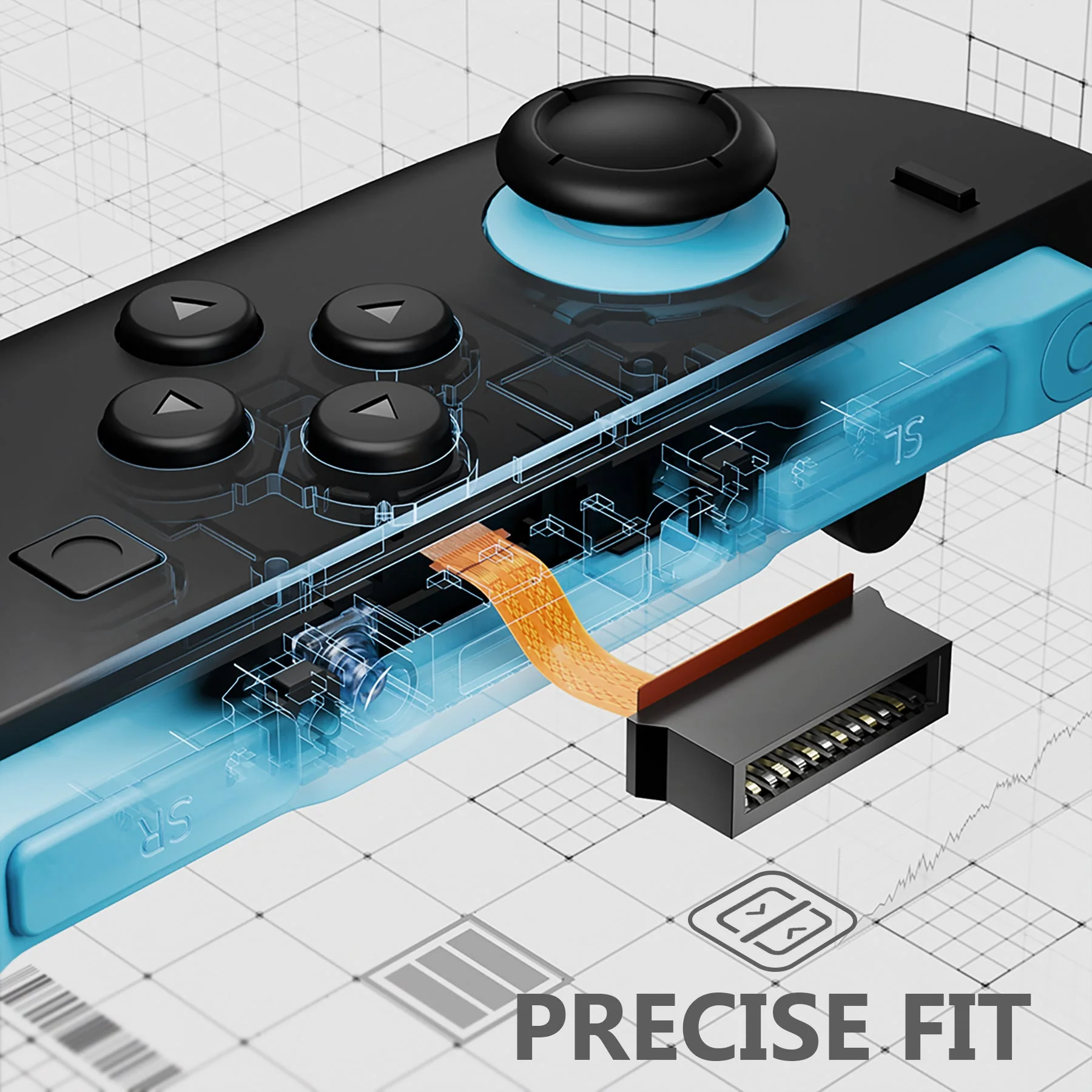 eXtremeRate ZL ZR Buttons Replacement Tactile Switches Ribbon Flex Cable & Custom Left Right Controller Charging Connector Female Socket Port FPC Cable Repair Parts for Nintendo Switch 2 Joycon - Image 3