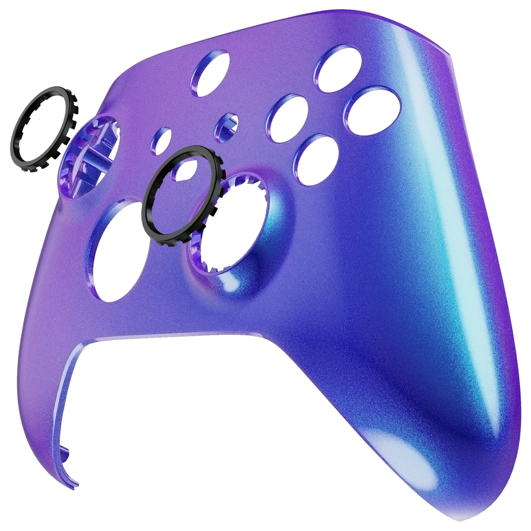 eXtremeRate FaceMag Magnetic Replacement Front Housing Shell with Accent Rings for Xbox Series X/S Controller & Xbox Core Controller Model 1914 - Chameleon Purple Blue - Image 11