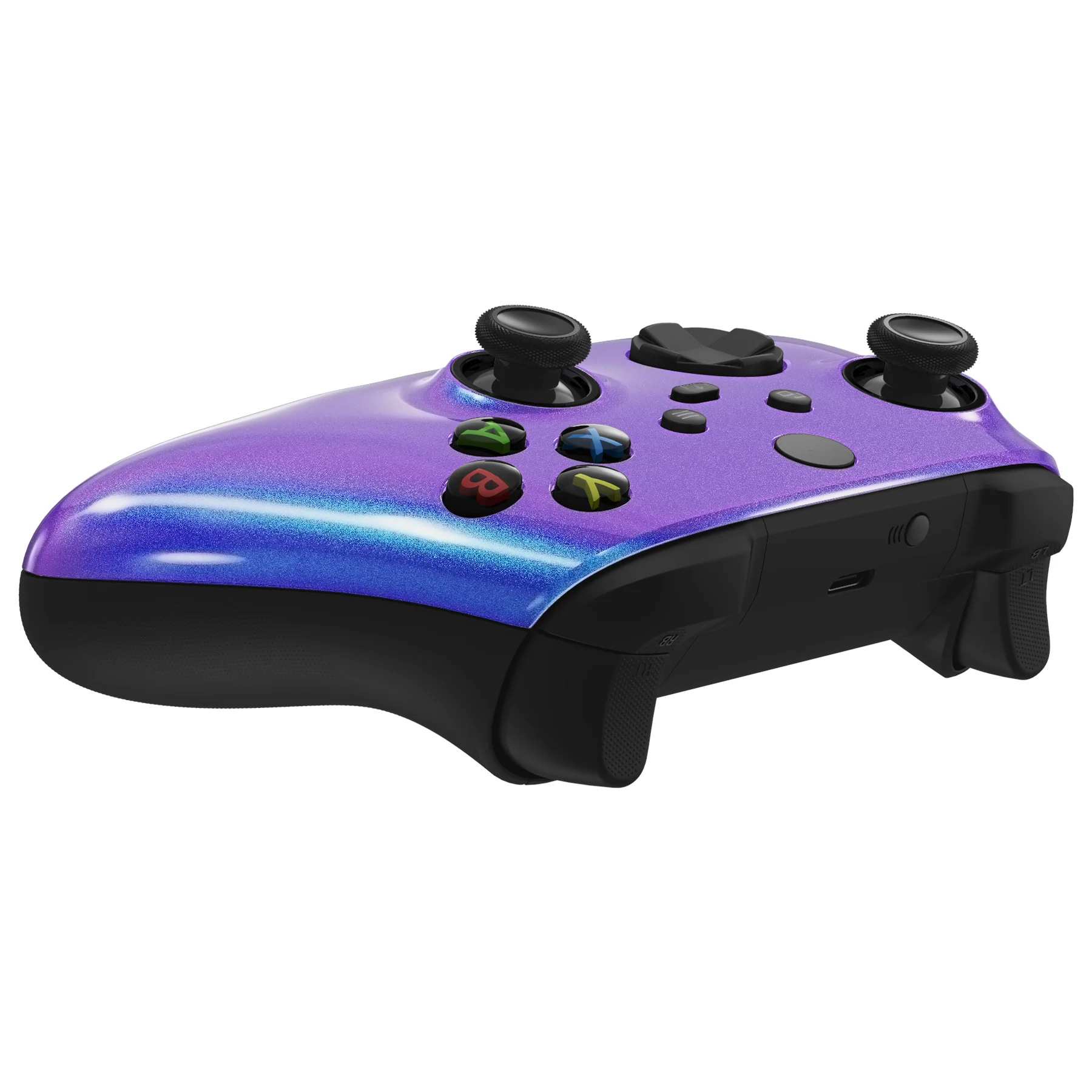 eXtremeRate FaceMag Magnetic Replacement Front Housing Shell with Accent Rings for Xbox Series X/S Controller & Xbox Core Controller Model 1914 - Chameleon Purple Blue - Image 9