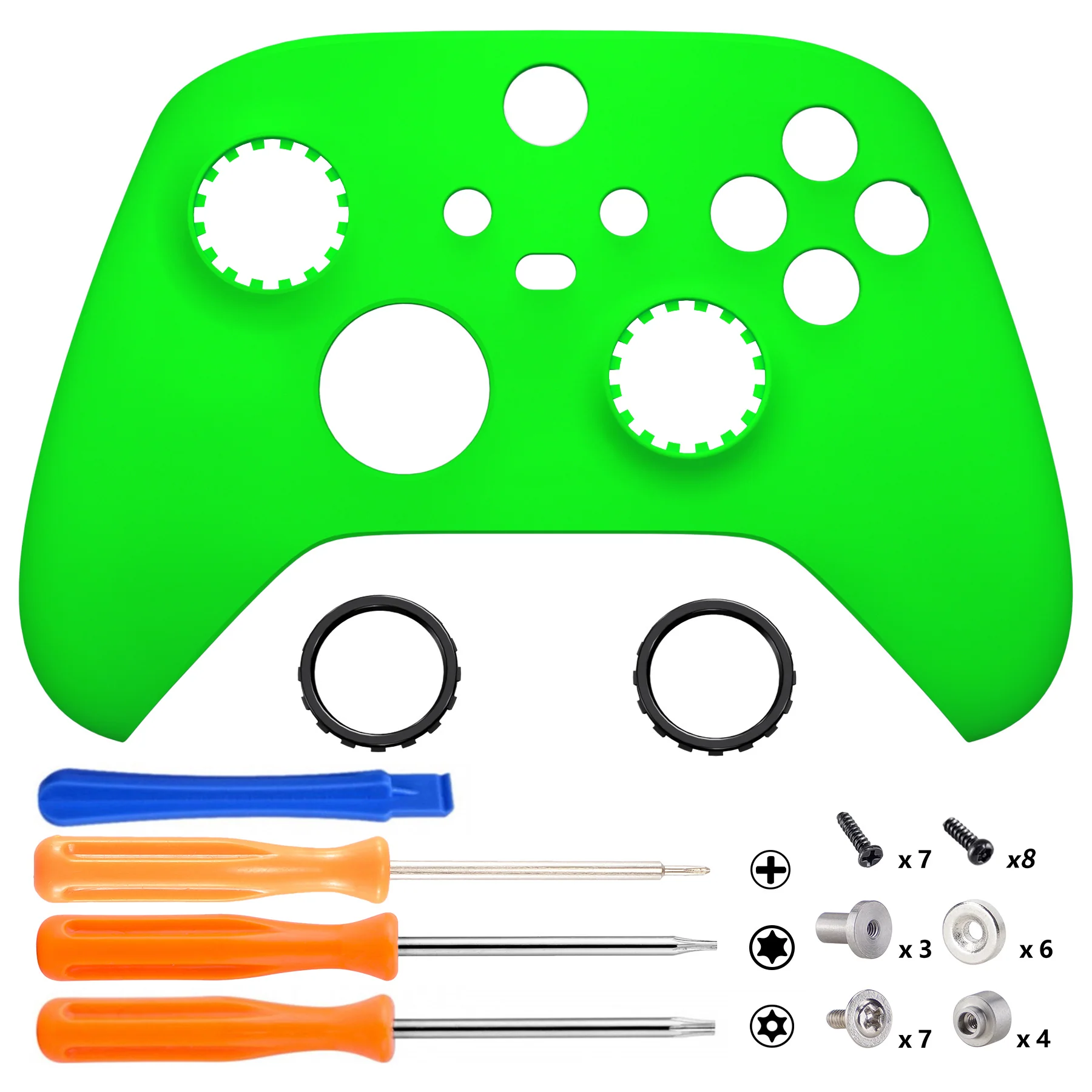 eXtremeRate FaceMag Magnetic Replacement Front Housing Shell with Accent Rings for Xbox Series X/S Controller & Xbox Core Controller Model 1914 - Neon Green - Image 2