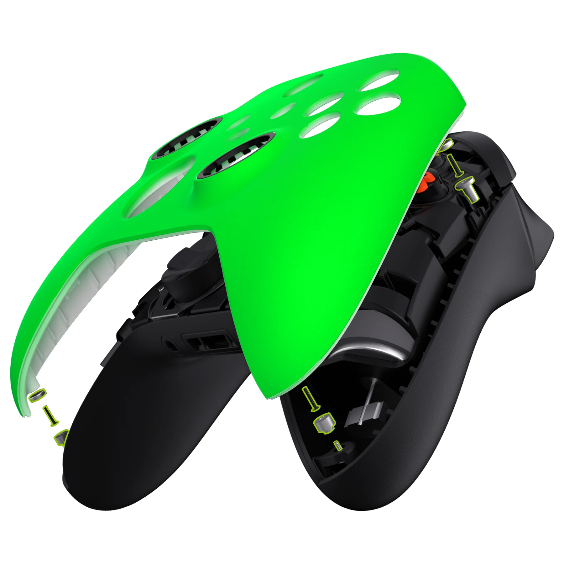 eXtremeRate FaceMag Magnetic Replacement Front Housing Shell with Accent Rings for Xbox Series X/S Controller & Xbox Core Controller Model 1914 - Neon Green - Image 5