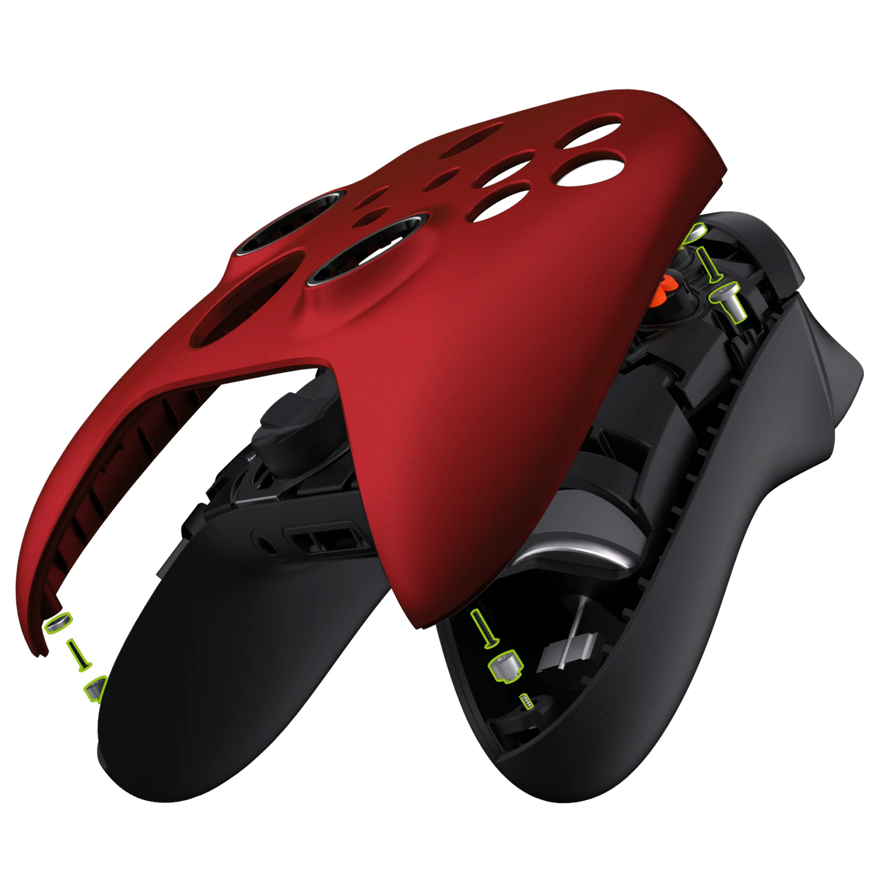 eXtremeRate FaceMag Magnetic Replacement Front Housing Shell with Accent Rings for Xbox Series X/S Controller & Xbox Core Controller Model 1914 - Scarlet Red - Image 5