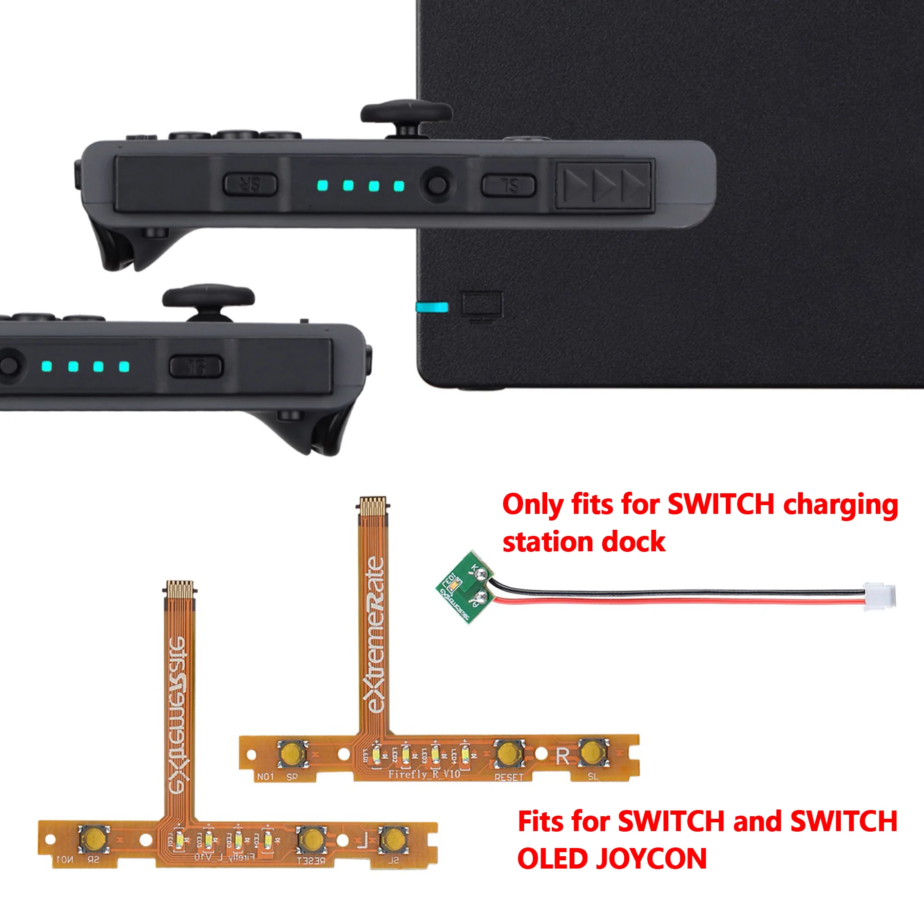 eXtremeRate Firefly LED Tuning Kit for Joycons Dock of NS Switch - Ice Blue - Image 4
