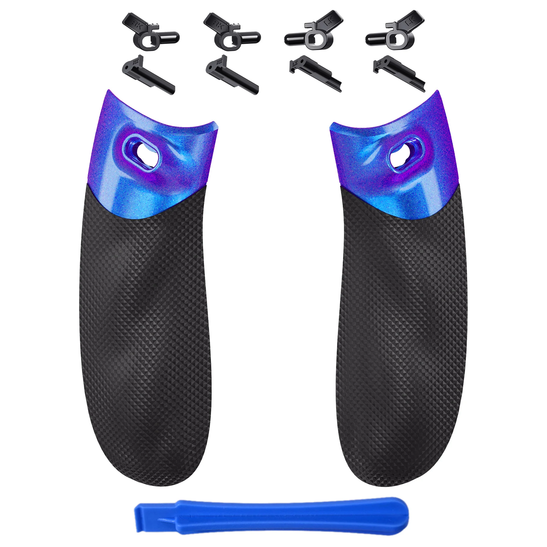 eXtremeRate FLEXOR Rubberized Side Rails Grips Trigger Stop Kit for Xbox Series X/S Controller & Xbox Core Controller - Chameleon Purple Blue - Image 2