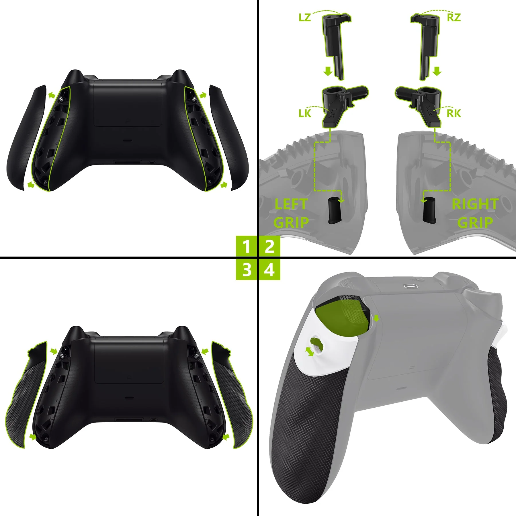 eXtremeRate FLEXOR Rubberized Side Rails Grips Trigger Stop Kit for Xbox Series X/S Controller & Xbox Core Controller - Black - Image 4