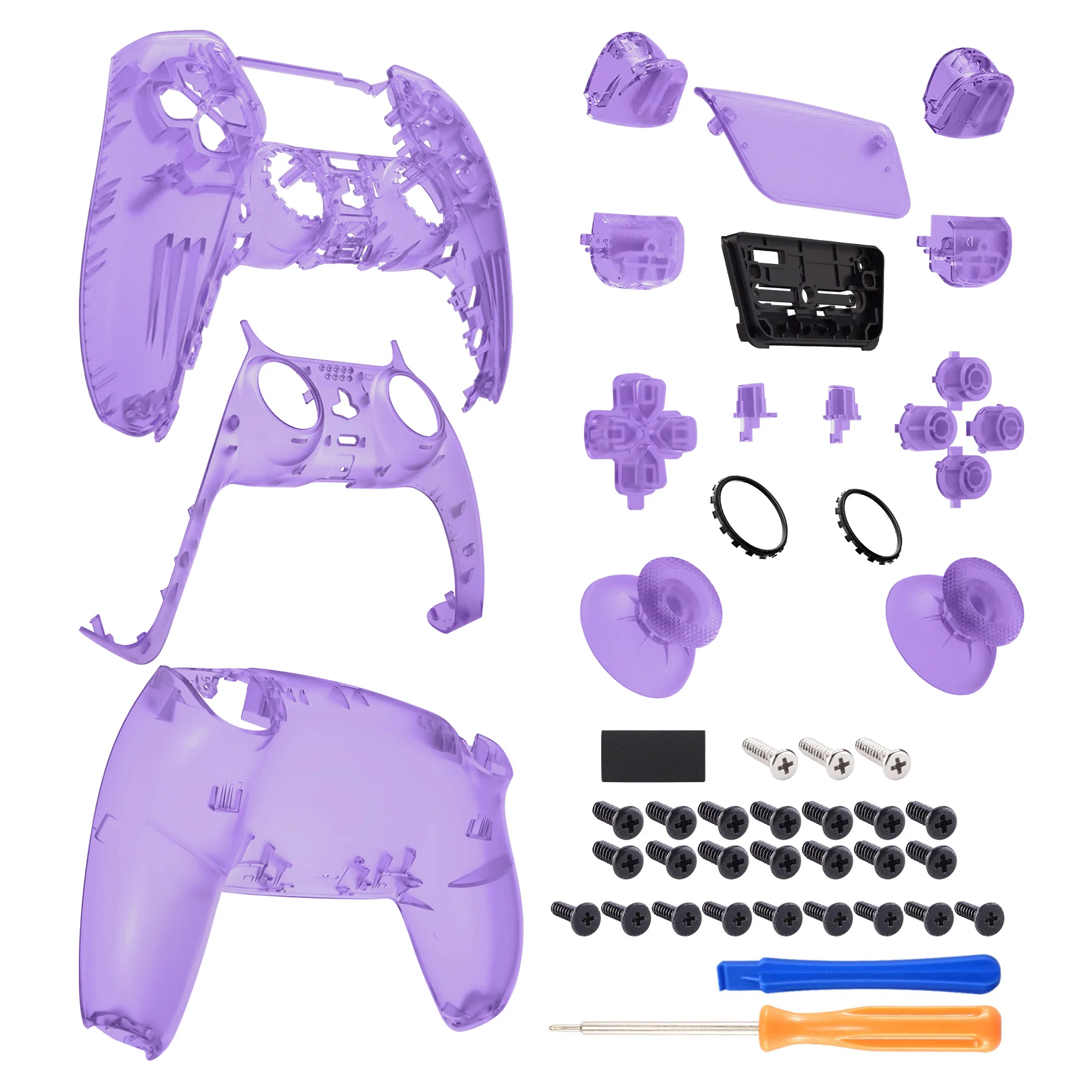 eXtremeRate Replacement Full Set Shells with Buttons Compatible with PS5 Controller BDM-010/020 - Clear Atomic Purple - Image 8