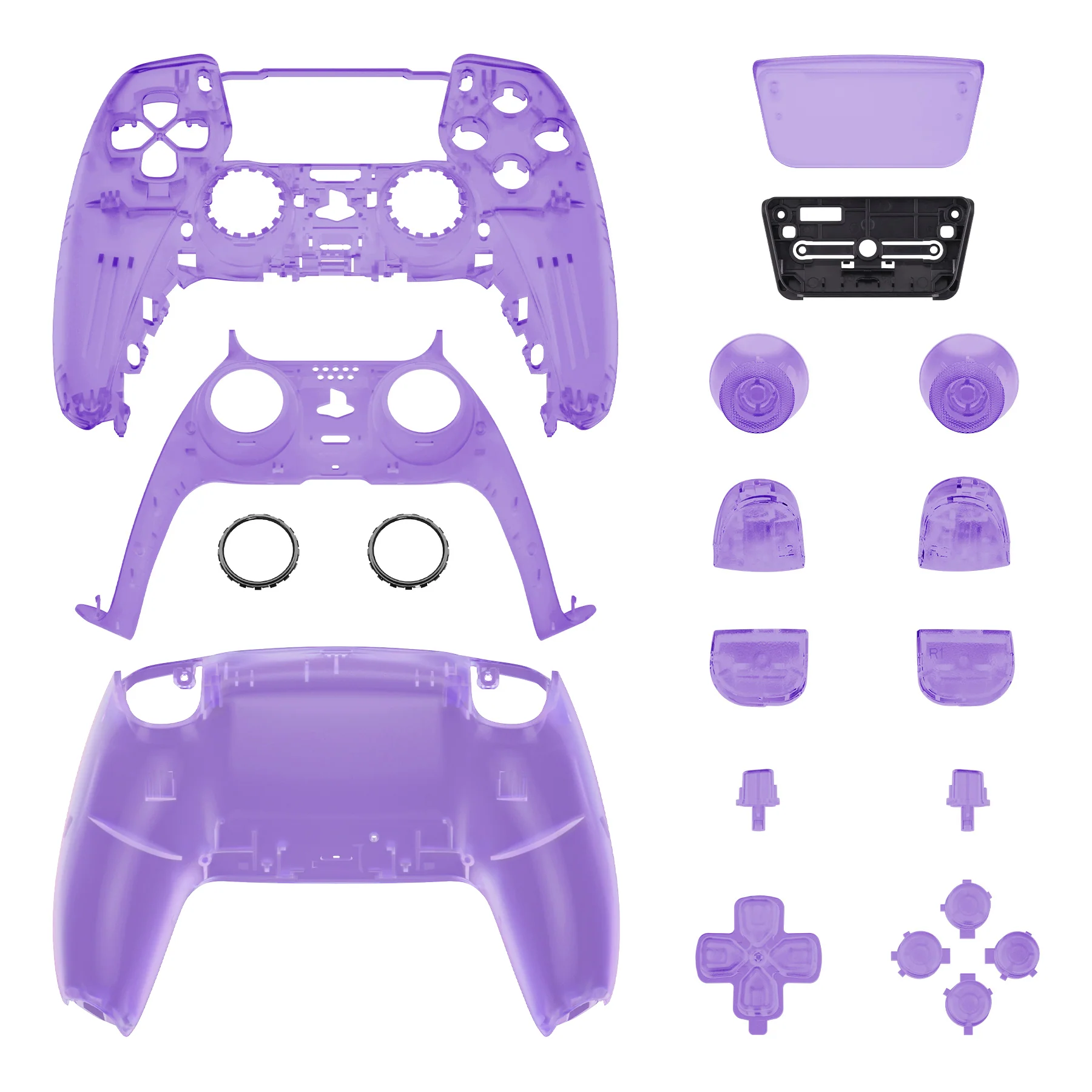 eXtremeRate Replacement Full Set Shells with Buttons Compatible with PS5 Controller BDM-010/020 - Clear Atomic Purple - Image 9