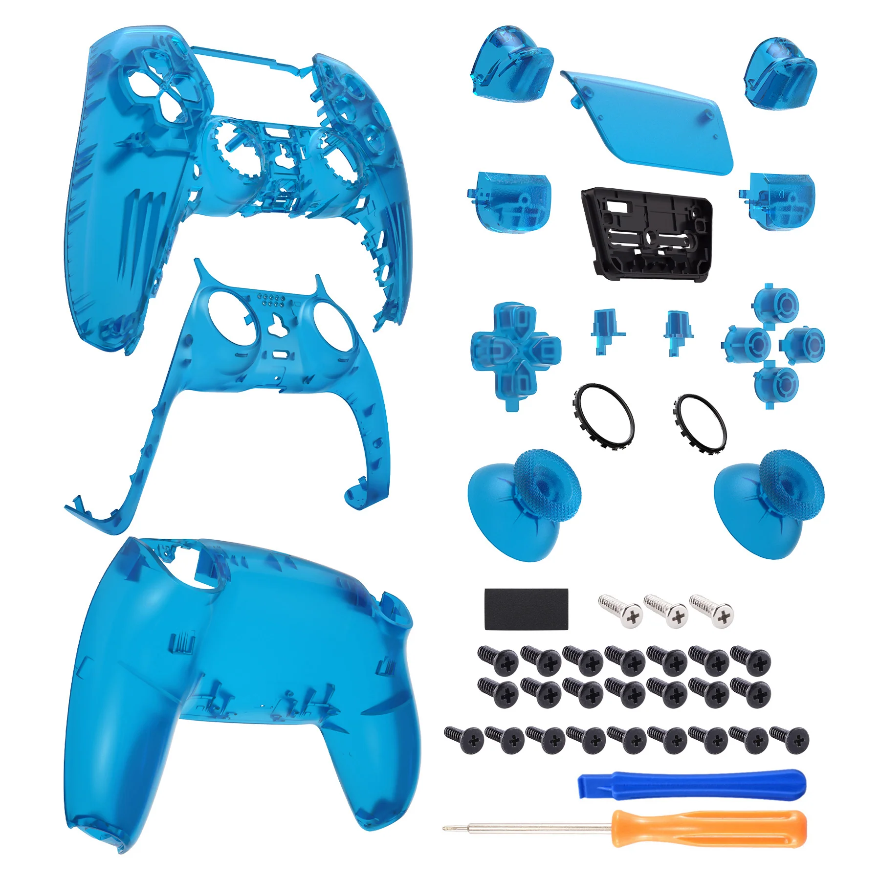 eXtremeRate Replacement Full Set Shells with Buttons Compatible with PS5 Controller BDM-010/020 - Clear Blue - Image 8