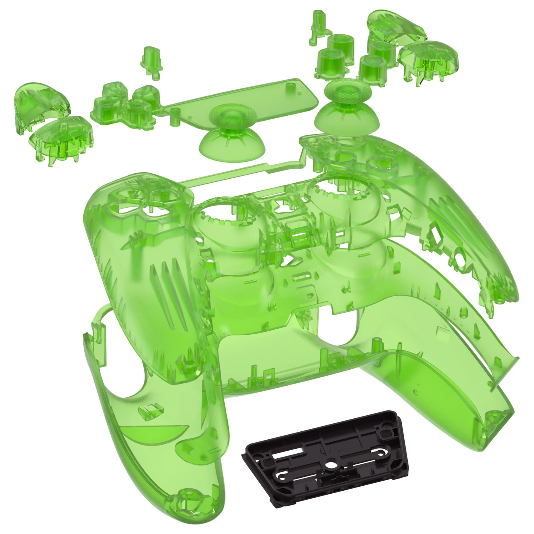 eXtremeRate Replacement Full Set Shells with Buttons Compatible with PS5 Controller BDM-010/020 - Clear Green - Image 7