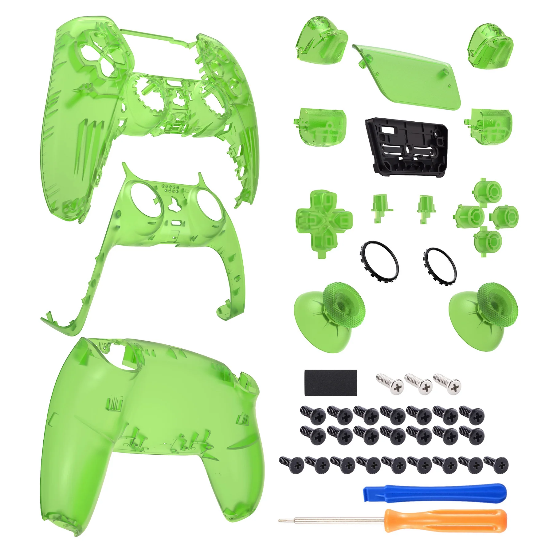 eXtremeRate Replacement Full Set Shells with Buttons Compatible with PS5 Controller BDM-010/020 - Clear Green - Image 8