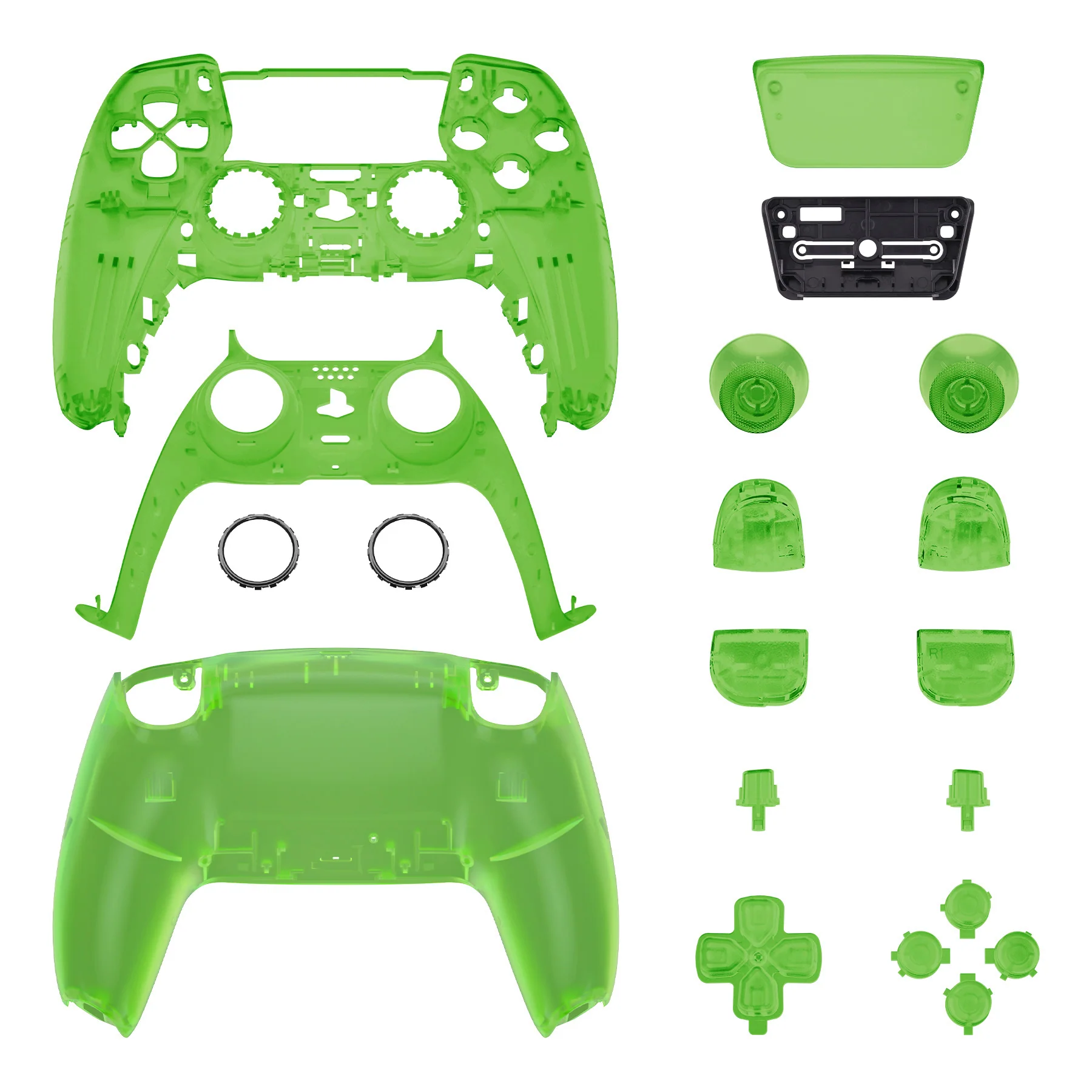eXtremeRate Replacement Full Set Shells with Buttons Compatible with PS5 Controller BDM-010/020 - Clear Green - Image 9