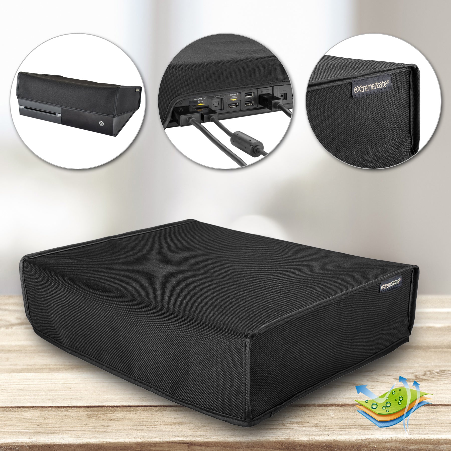 eXtremeRate Custom Waterproof Dustproof Horizontal Dust Cover for Xbox One Console - Black - Image 3