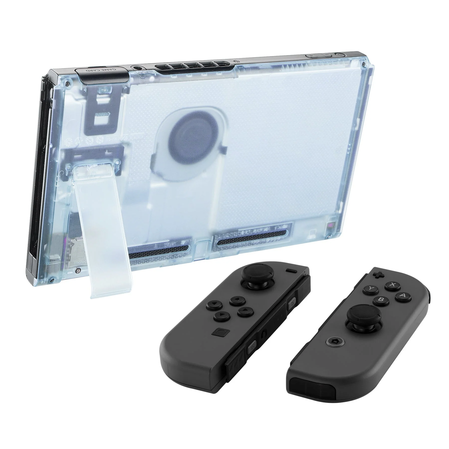 eXtremeRate Replacement Back Plate with Kickstand for Nintendo Switch Console - Clear Glacier Blue - Image 4