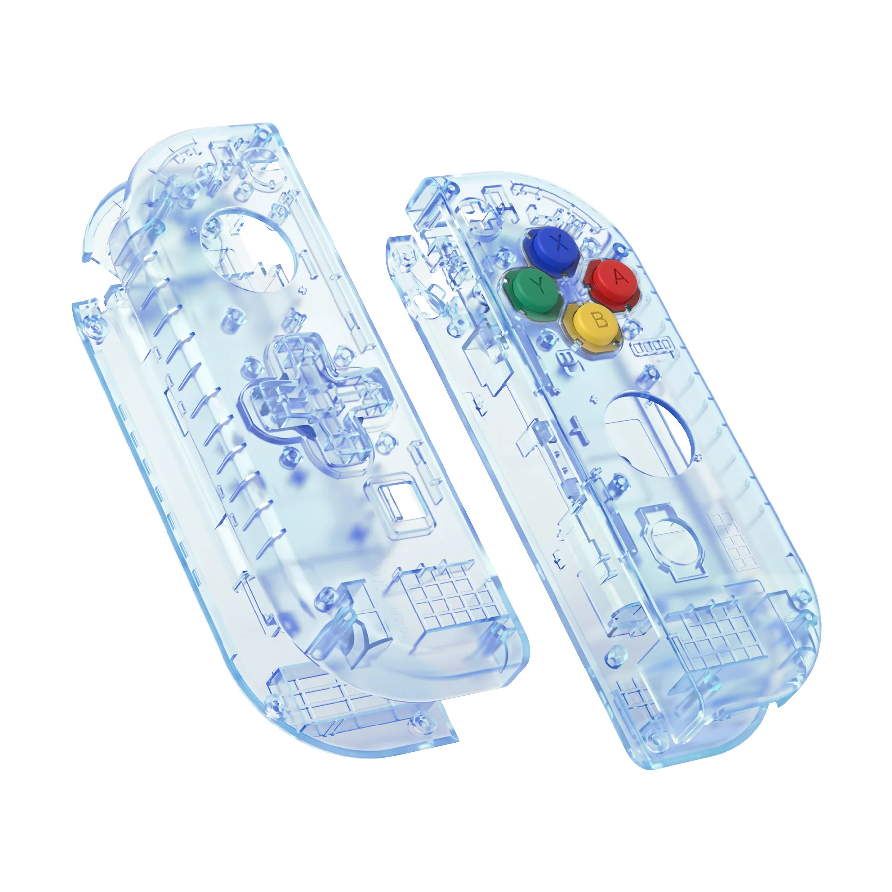 eXtremeRate Dpad Version Replacement Full Set Shell Case with Buttons for Joycon of NS Switch - Clear Glacier Blue - Image 11
