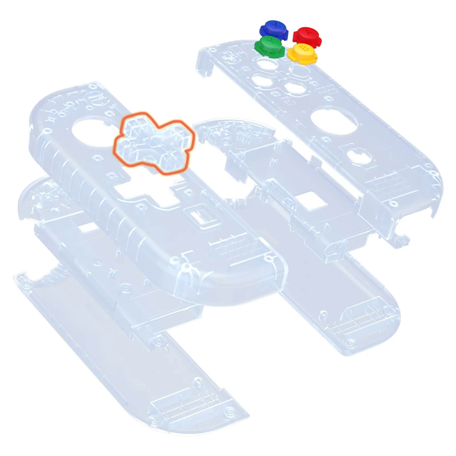 eXtremeRate Dpad Version Replacement Full Set Shell Case with Buttons for Joycon of NS Switch - Clear Glacier Blue - Image 12
