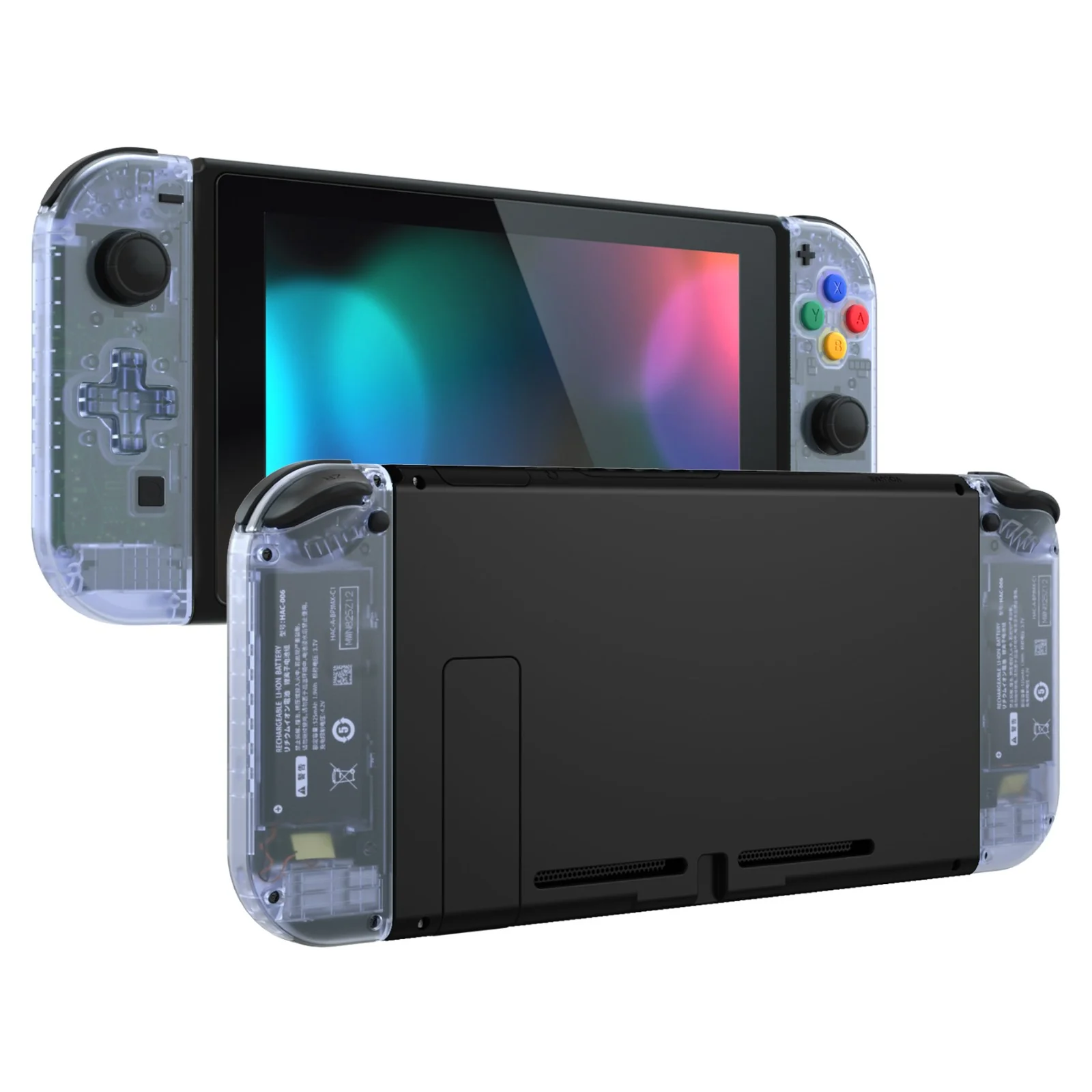 eXtremeRate Dpad Version Replacement Full Set Shell Case with Buttons for Joycon of NS Switch - Clear Glacier Blue - Image 4