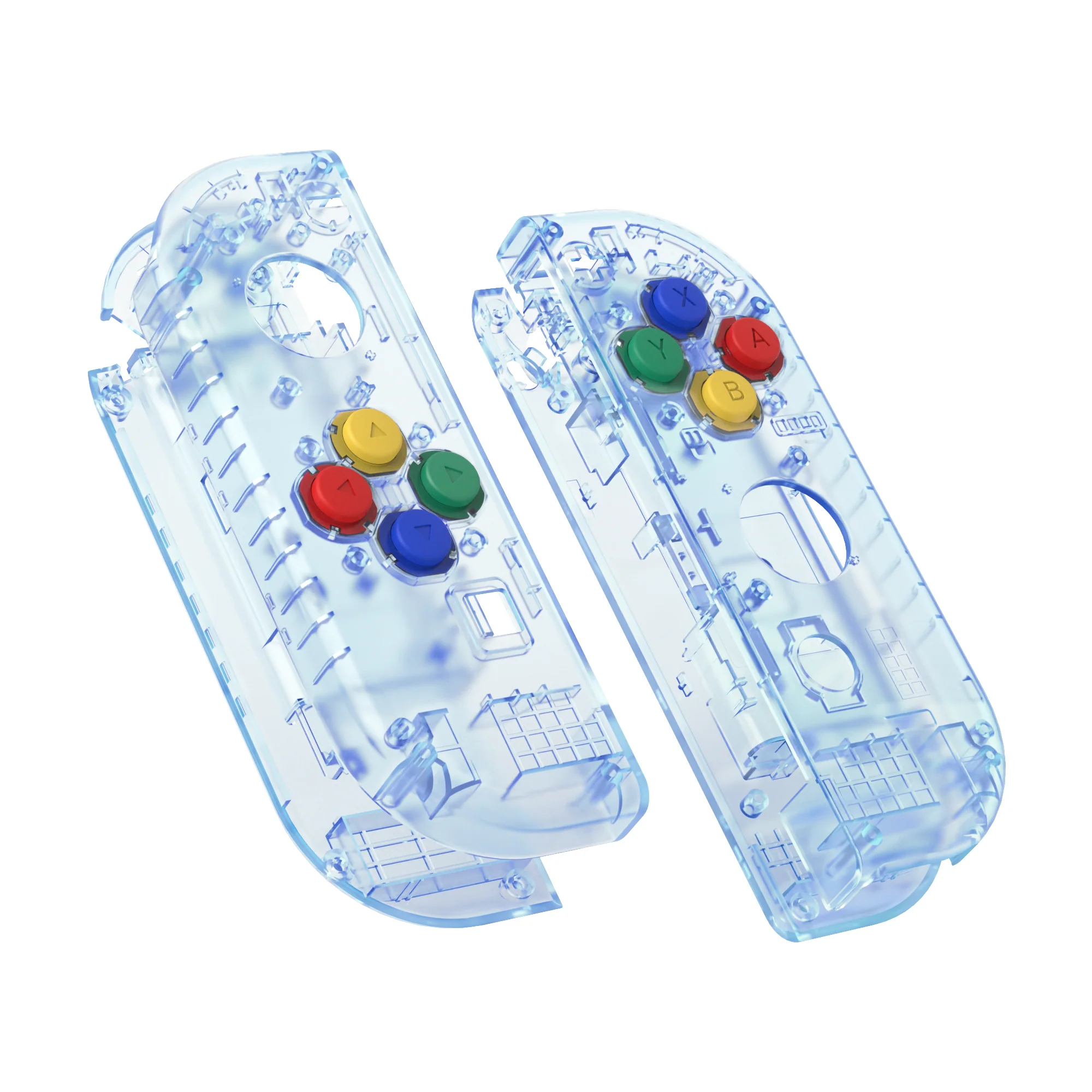 eXtremeRate Replacement Full Set Shell Case with Buttons for Joycon of NS Switch - Clear Glacier Blue - Image 11