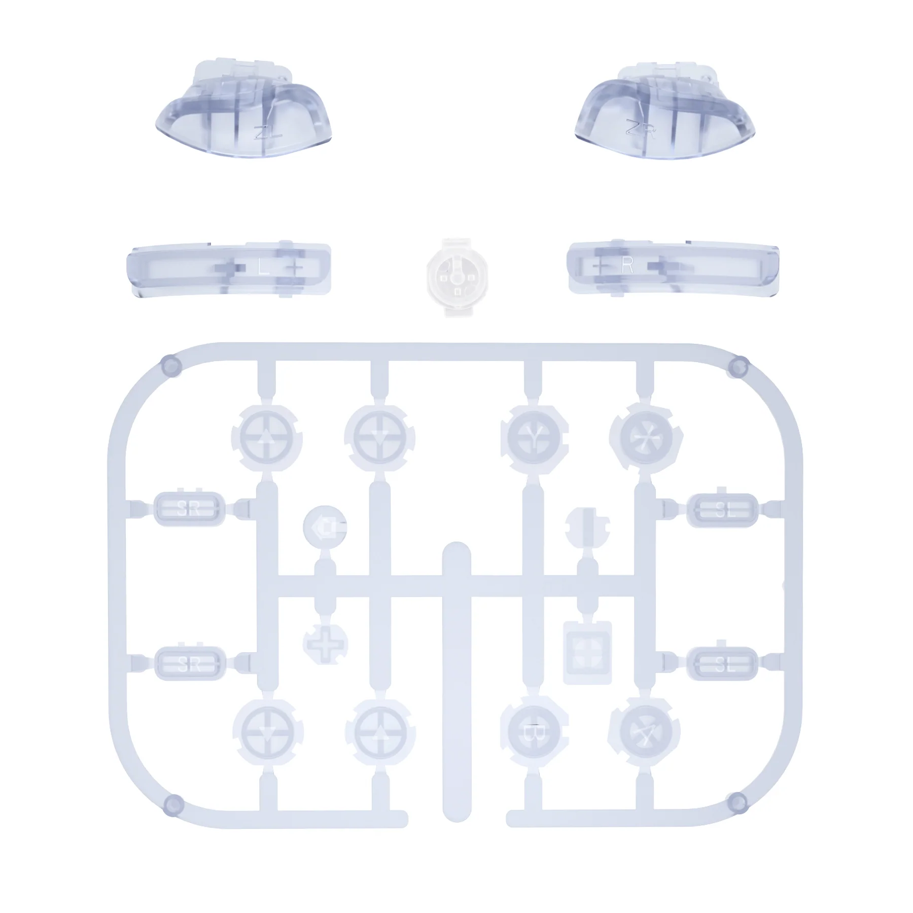 eXtremeRate Replacement Full Set Buttons for Joycon of NS Switch - Clear Glacier Blue - Image 2