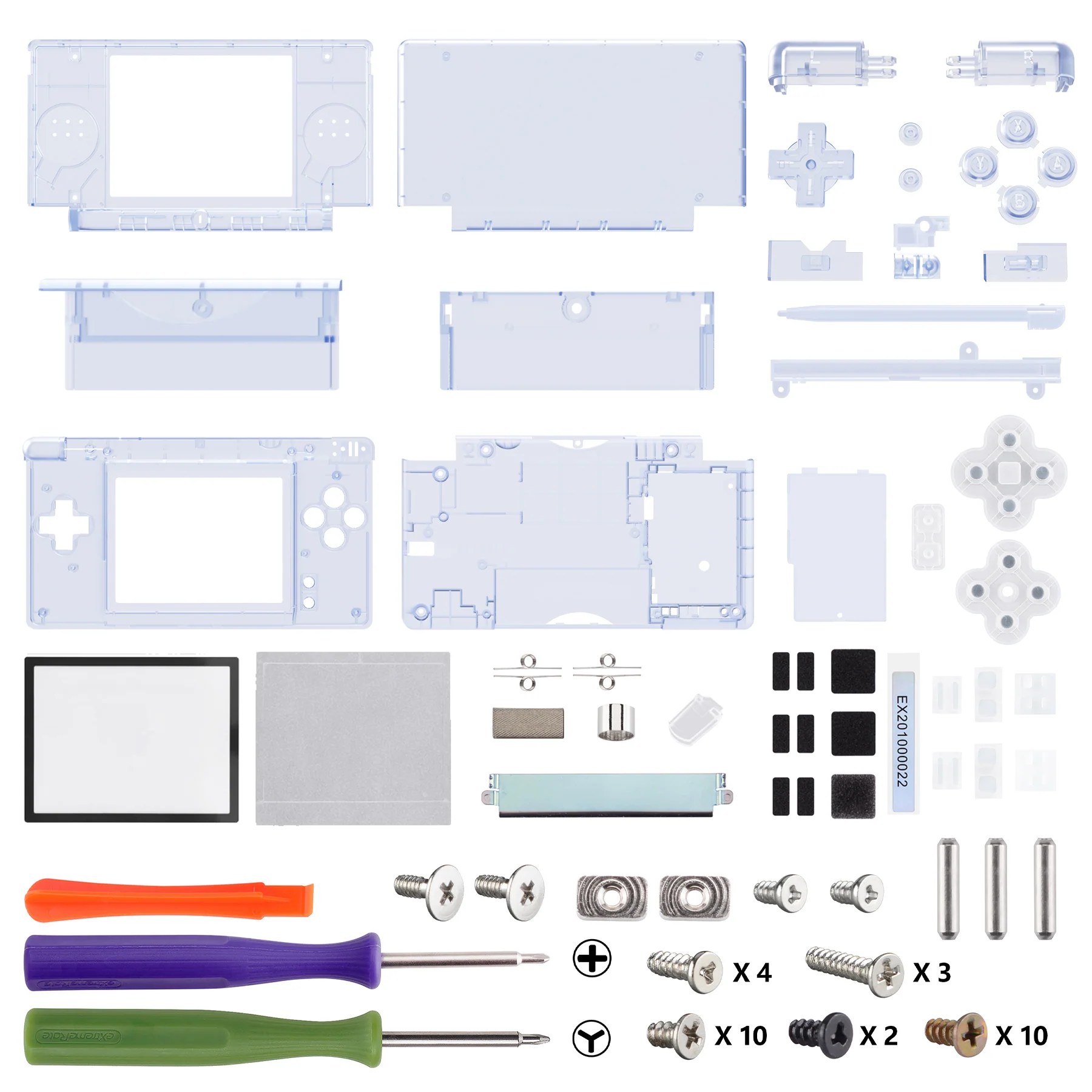 eXtremeRate Replacement Full Housing Shell & Buttons with Screen Lens for Nintendo DS Lite NDSL - Clear Glacier Blue - Image 5