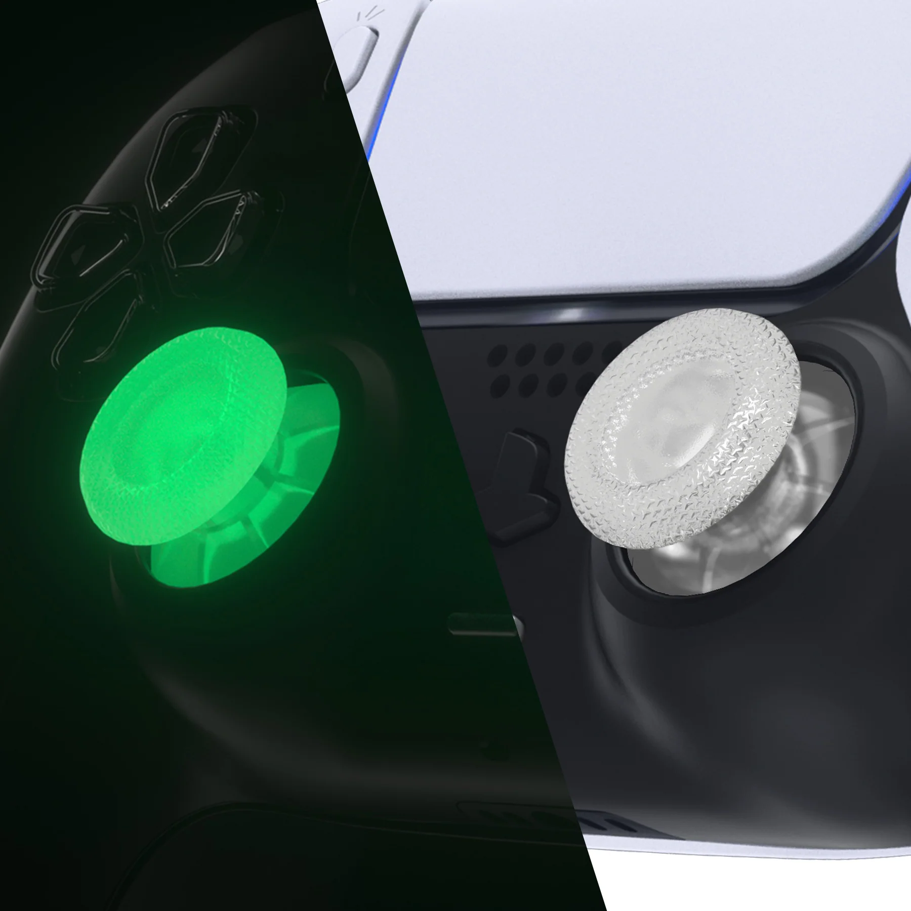 eXtremeRate Replacement Thumbsticks Analog Stick Joystick Compatible with PS5 & PS4 All Model Controller - Glow in Dark - Green - Image 2