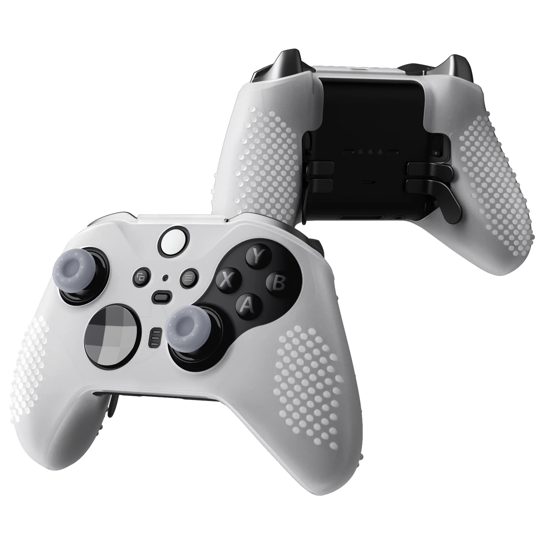 eXtremeRate PlayVital Protective Anti-Slip Silicone Case with Thumb Grips Caps for Xbox One Elite Series 2 & Elite 2 Core Controller - Glow in Dark - Green - Image 6