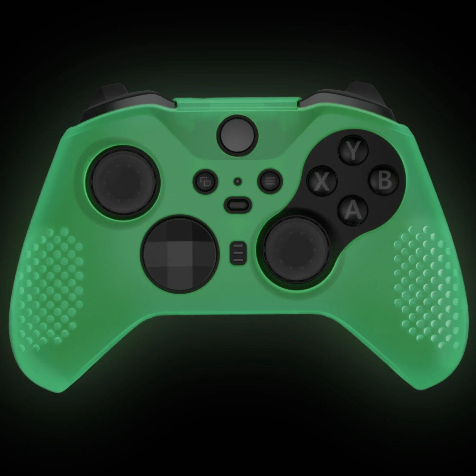eXtremeRate PlayVital Protective Anti-Slip Silicone Case with Thumb Grips Caps for Xbox One Elite Series 2 & Elite 2 Core Controller - Glow in Dark - Green - Image 8