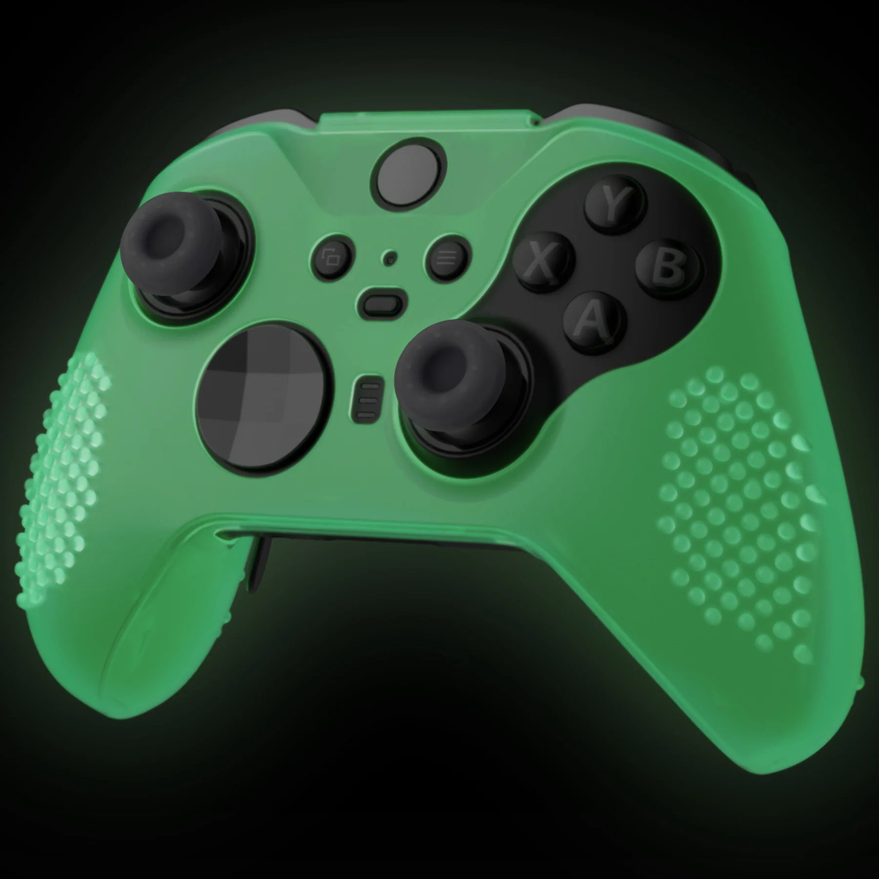 eXtremeRate PlayVital Protective Anti-Slip Silicone Case with Thumb Grips Caps for Xbox One Elite Series 2 & Elite 2 Core Controller - Glow in Dark - Green - Image 9