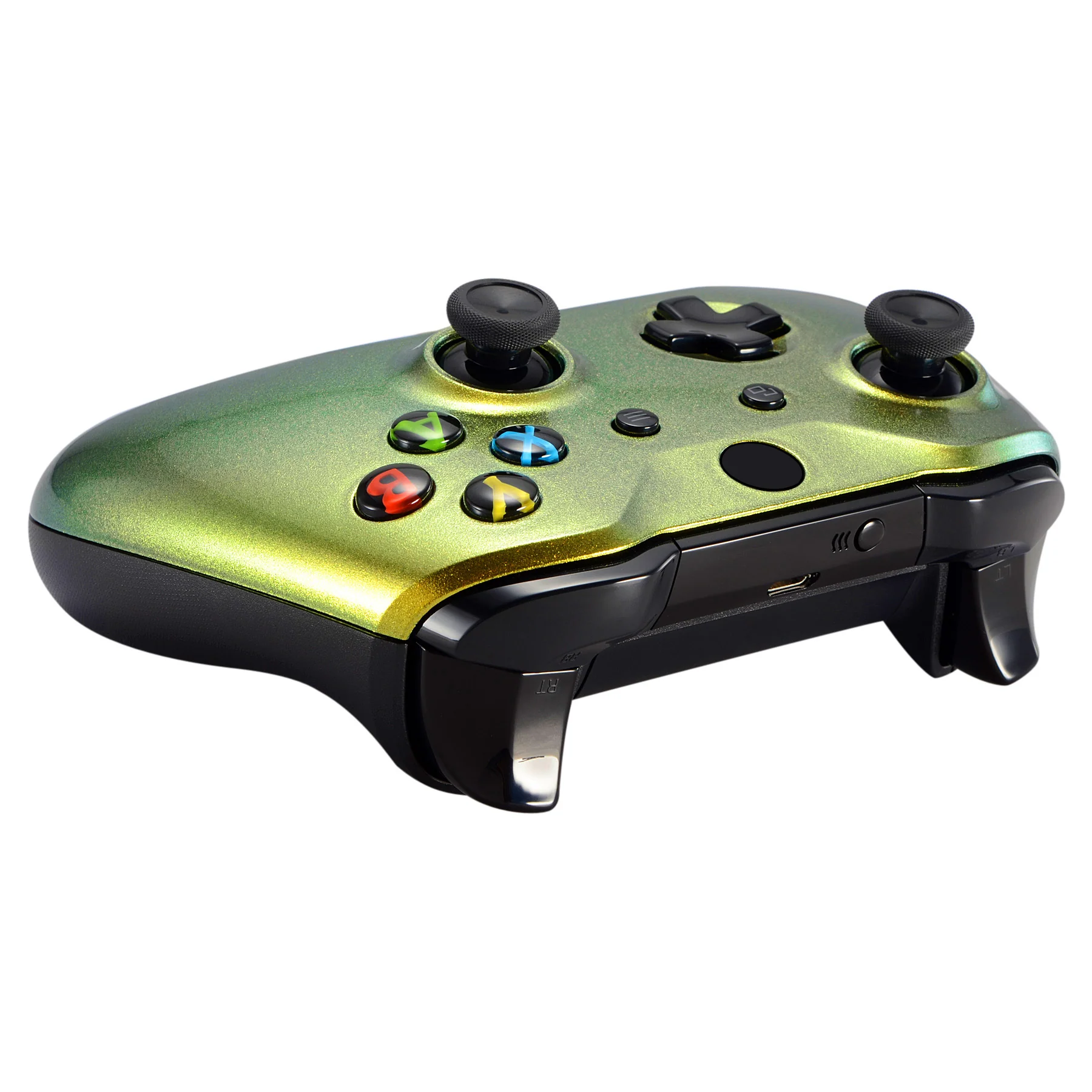 eXtremeRate Replacement Front Housing Shell for Xbox One X & S Controller (Model 1708) - Chameleon Gold Green - Image 6