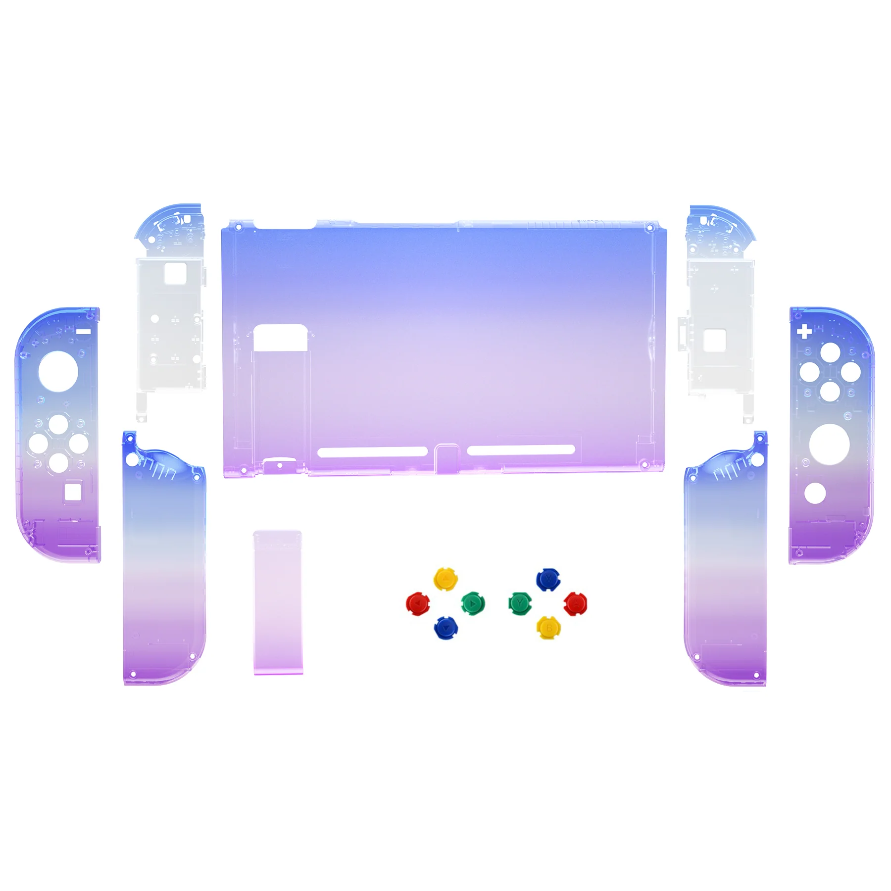 eXtremeRate Replacement Full Set Shells with Buttons for Nintendo Switch - Gradient Translucent Bluebell - Image 2