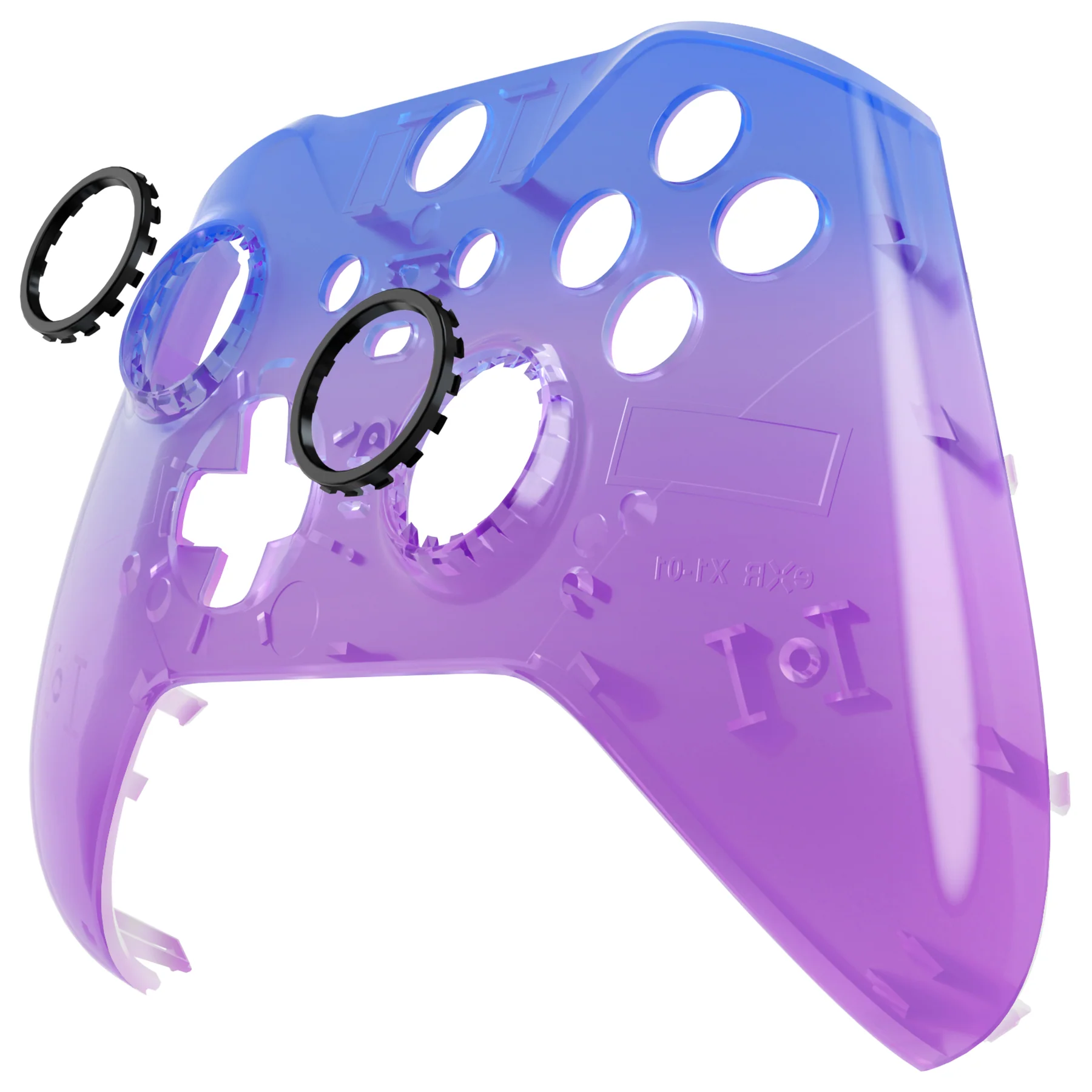 eXtremeRate Replacement Front Housing Shell Case with Accent Rings for Xbox One Elite Series 2 & Elite 2 Core Controller (Model 1797) - Gradient Translucent Bluebell Glossy - Image 8