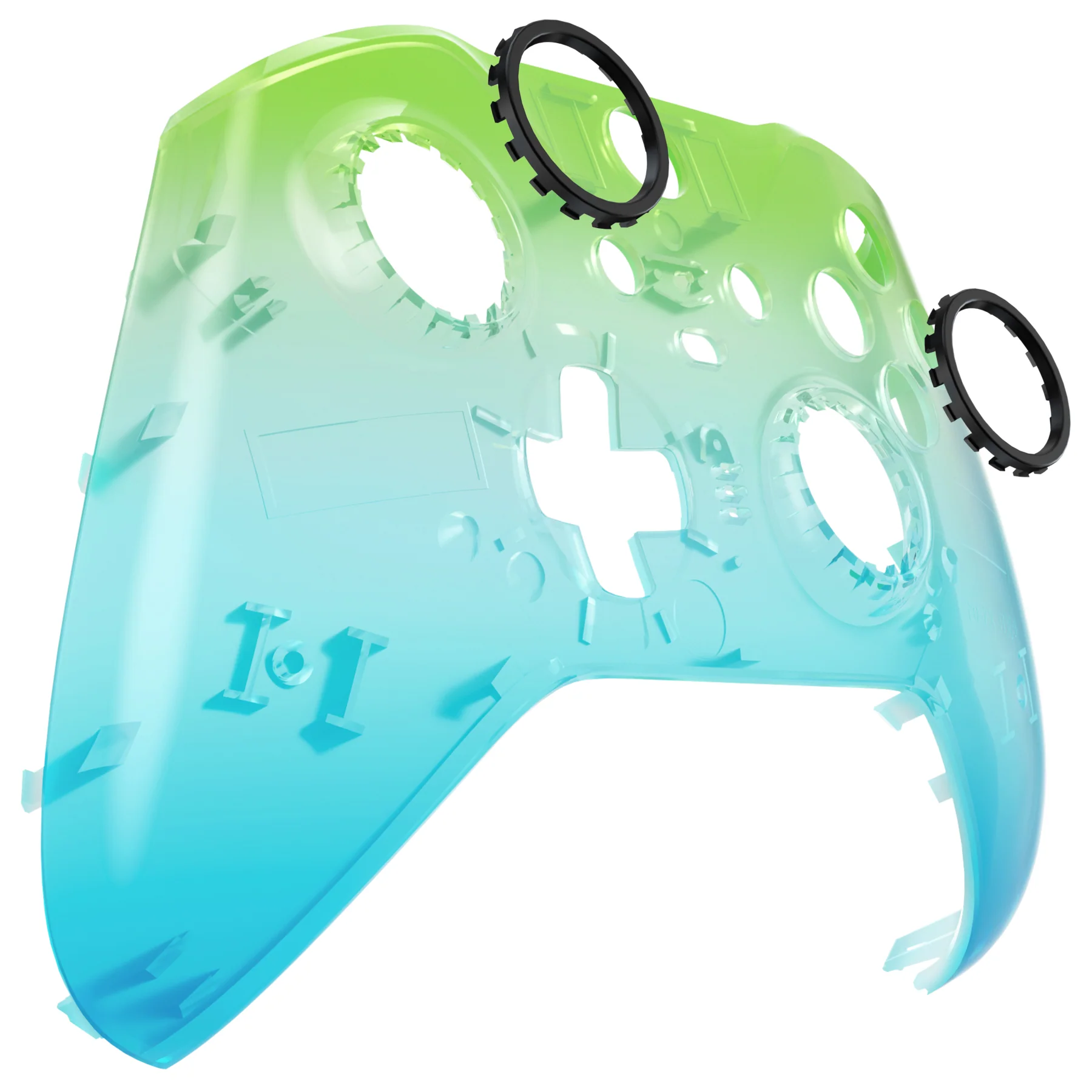 eXtremeRate Replacement Front Housing Shell Case with Accent Rings for Xbox One Elite Series 2 & Elite 2 Core Controller (Model 1797) - Gradient Translucent Green Blue Glossy - Image 10