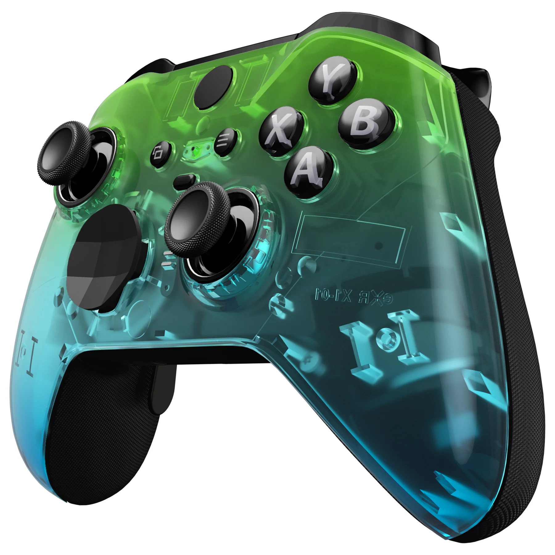 eXtremeRate Replacement Front Housing Shell Case with Accent Rings for Xbox One Elite Series 2 & Elite 2 Core Controller (Model 1797) - Gradient Translucent Green Blue Glossy - Image 5