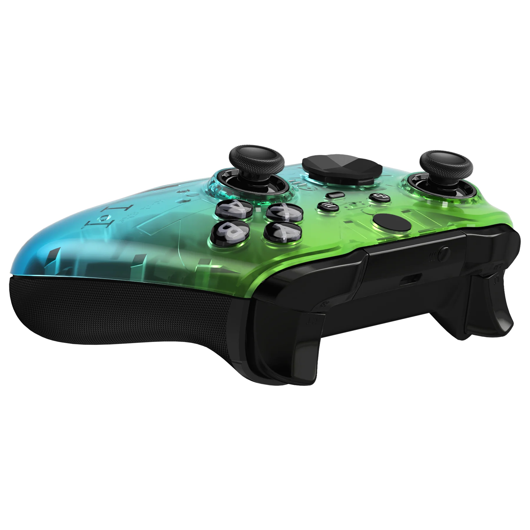 eXtremeRate Replacement Front Housing Shell Case with Accent Rings for Xbox One Elite Series 2 & Elite 2 Core Controller (Model 1797) - Gradient Translucent Green Blue Glossy - Image 7