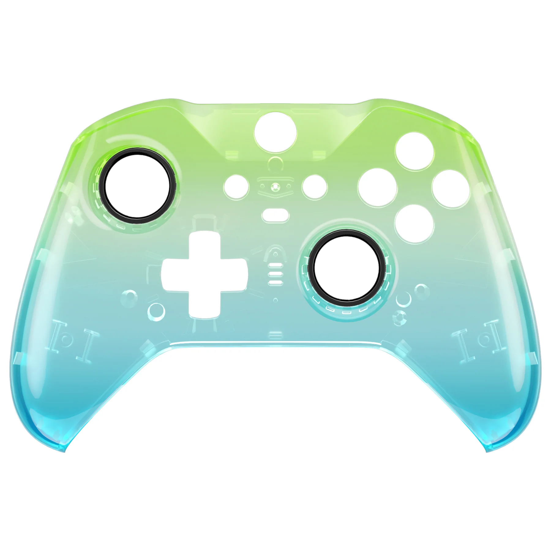 eXtremeRate Replacement Front Housing Shell Case with Accent Rings for Xbox One Elite Series 2 & Elite 2 Core Controller (Model 1797) - Gradient Translucent Green Blue Glossy - Image 8