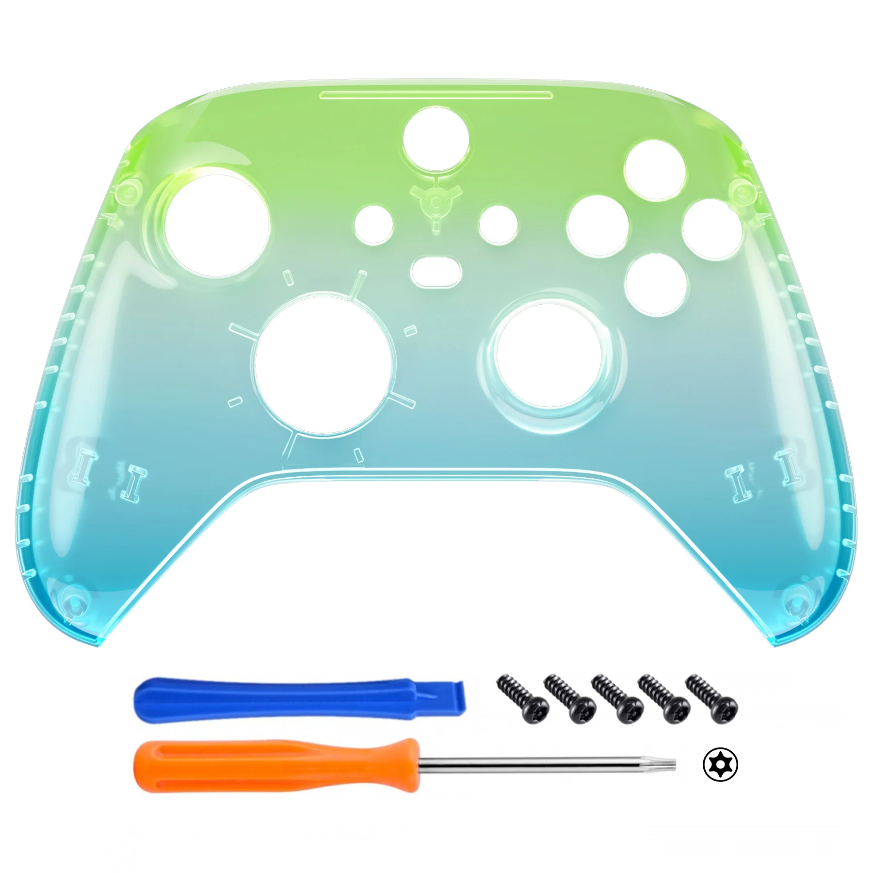 eXtremeRate Replacement Front Housing Shell for Xbox Series X & S Controller - Gradient Translucent Green Blue - Image 2