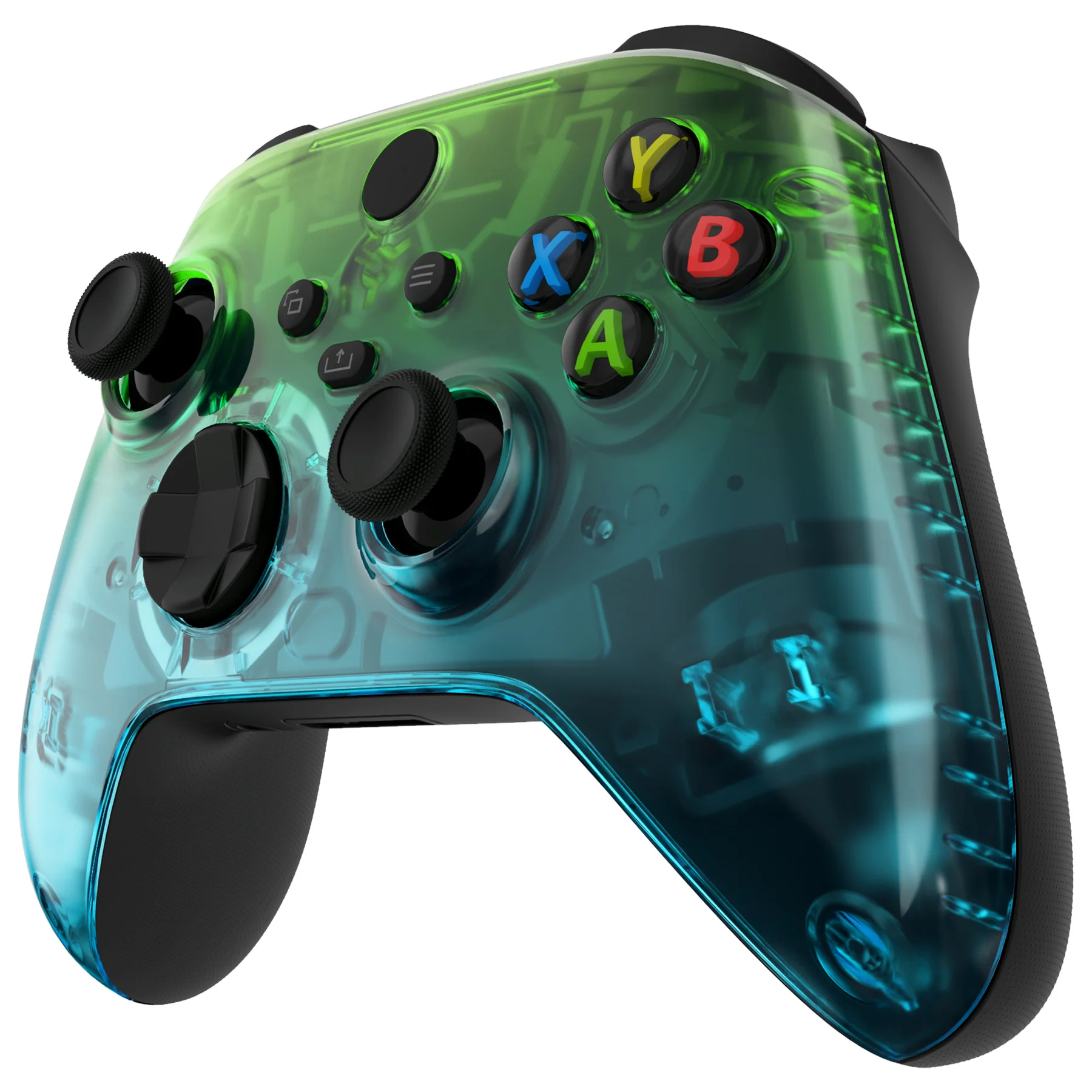 eXtremeRate Replacement Front Housing Shell for Xbox Series X & S Controller - Gradient Translucent Green Blue - Image 4
