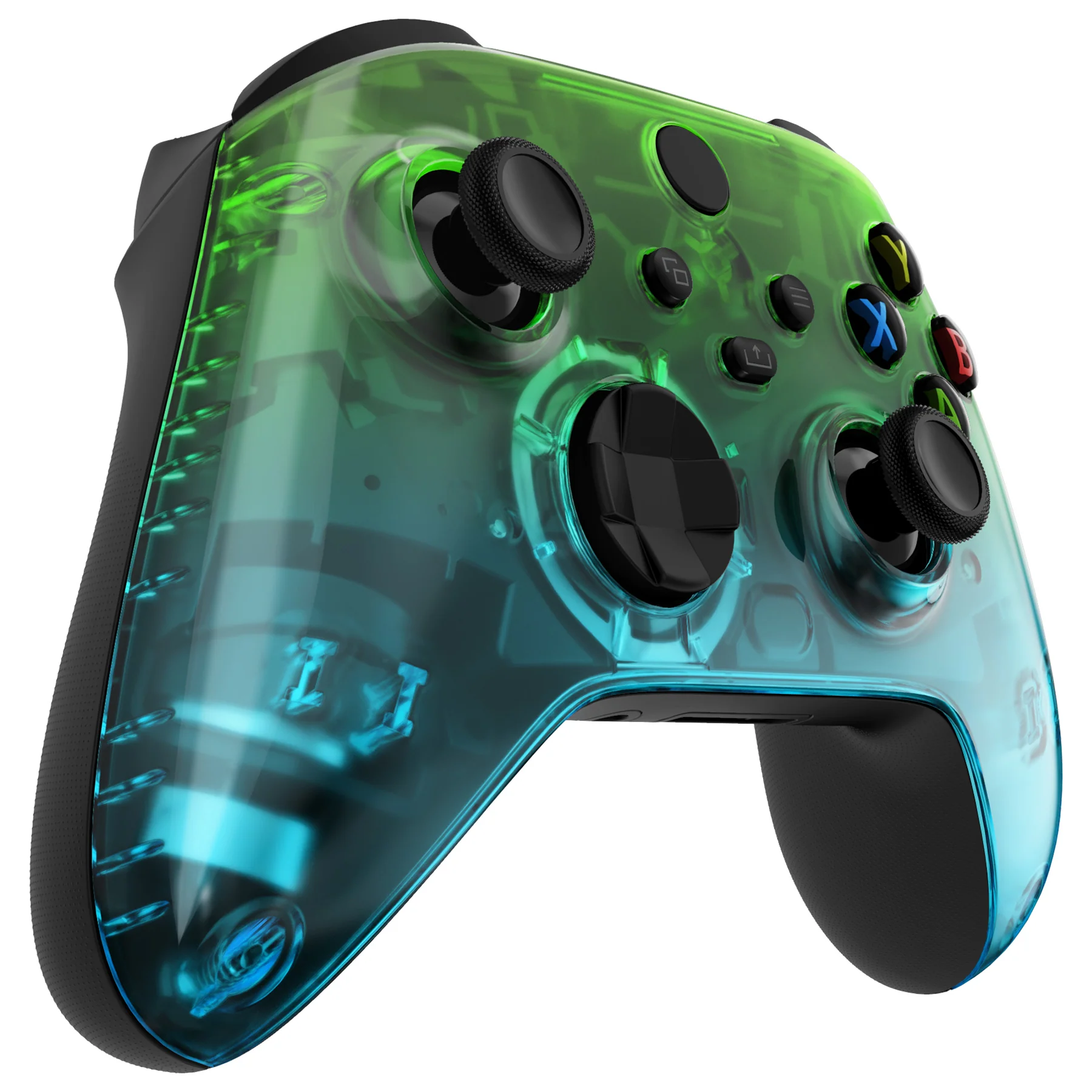 eXtremeRate Replacement Front Housing Shell for Xbox Series X & S Controller - Gradient Translucent Green Blue - Image 5