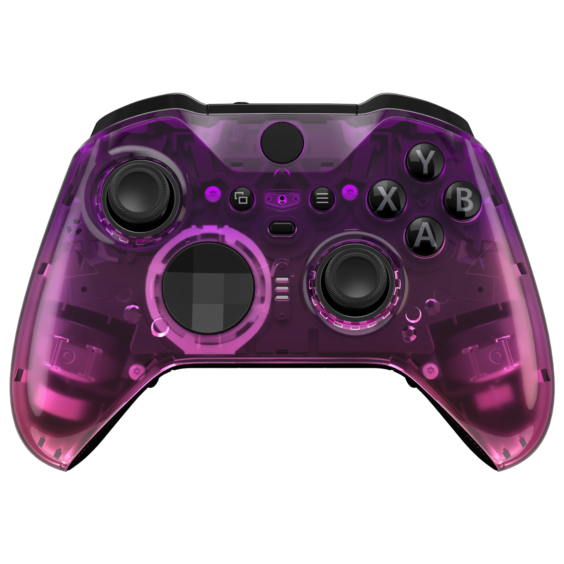 eXtremeRate Replacement Front Housing Shell Case with Accent Rings for Xbox One Elite Series 2 & Elite 2 Core Controller (Model 1797) - Gradient Translucent Purple Rose Red Glossy - Image 2