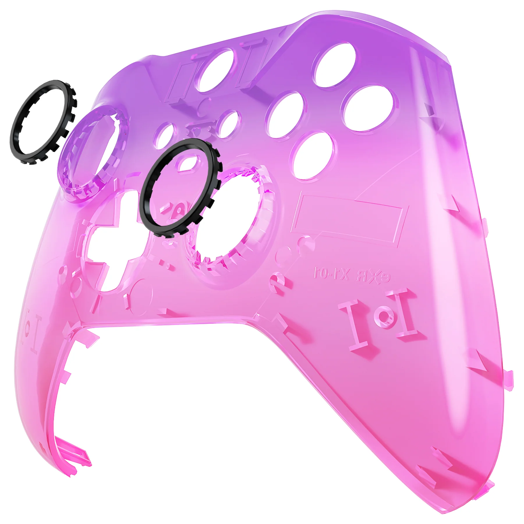 eXtremeRate Replacement Front Housing Shell Case with Accent Rings for Xbox One Elite Series 2 & Elite 2 Core Controller (Model 1797) - Gradient Translucent Purple Rose Red Glossy - Image 9