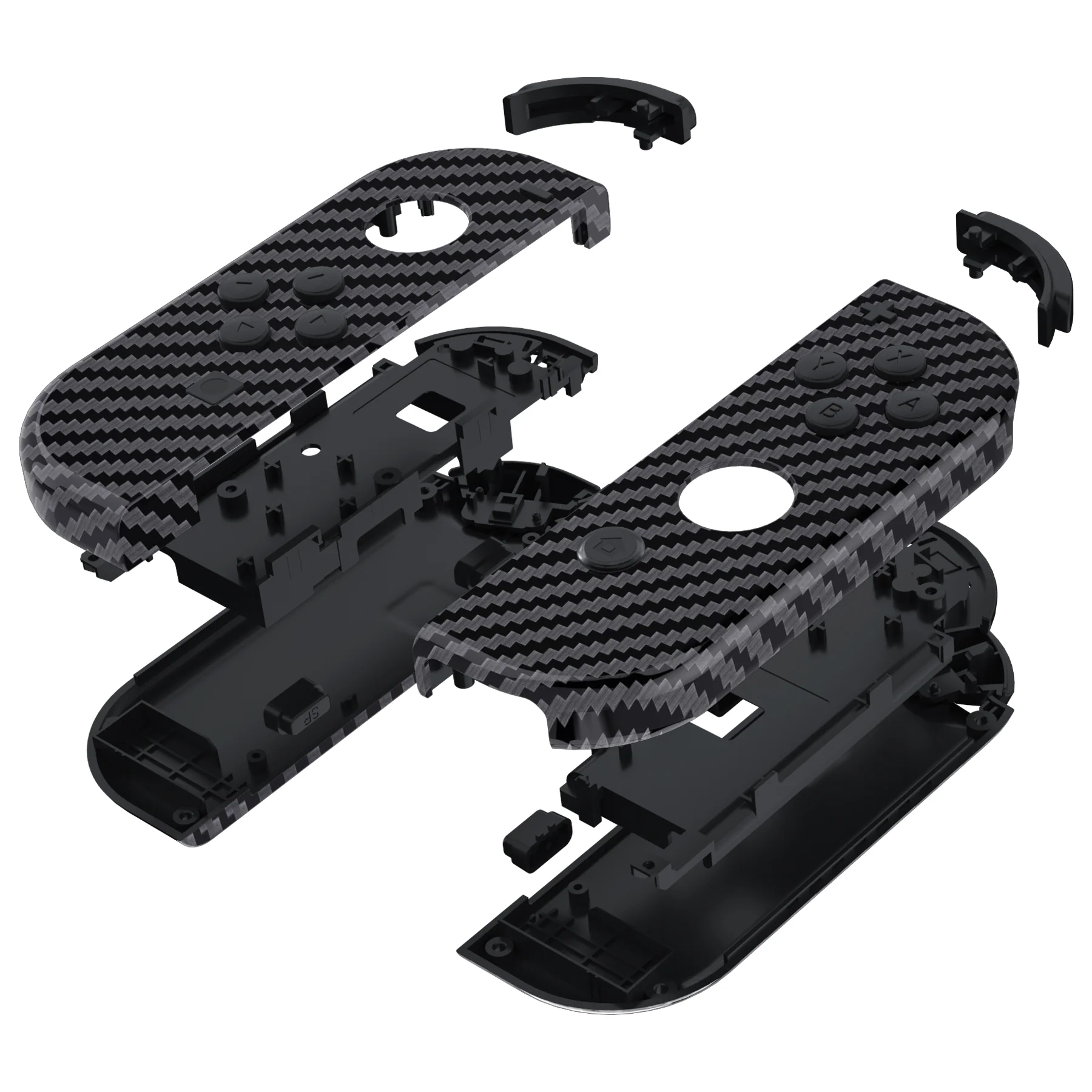 eXtremeRate Replacement Full Set Shell Case with Buttons for Joycon of NS Switch - Graphite Carbon Fiber - Image 11