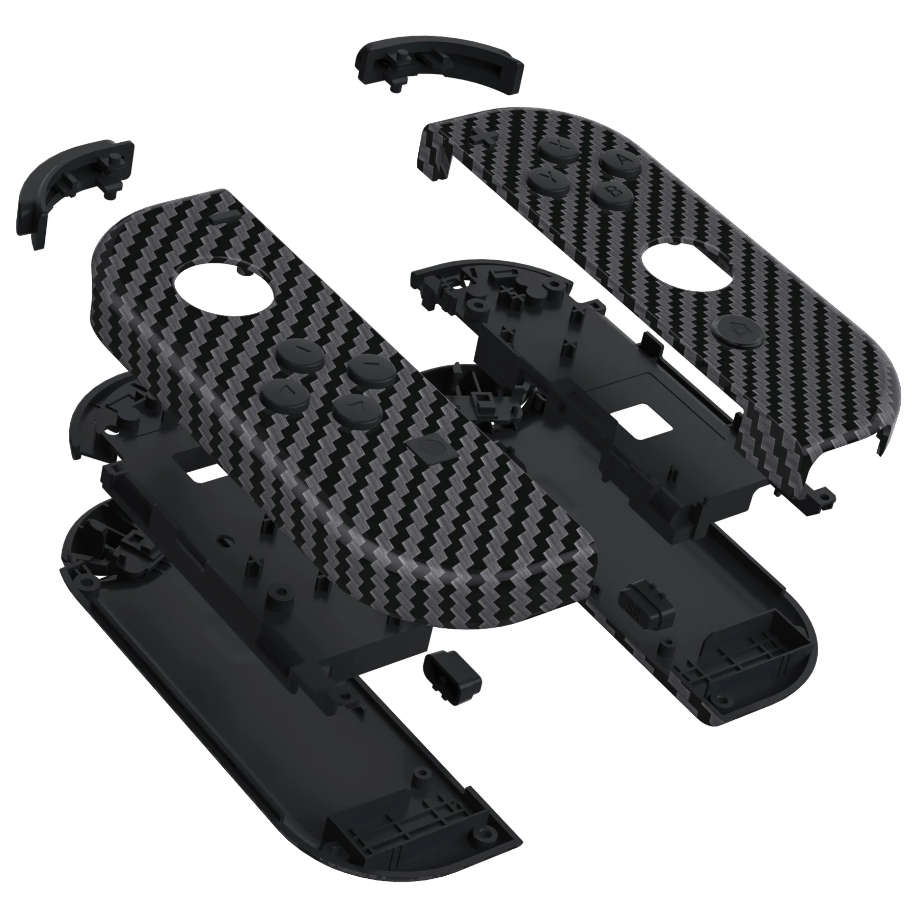eXtremeRate Replacement Full Set Shell Case with Buttons for Joycon of NS Switch - Graphite Carbon Fiber - Image 12