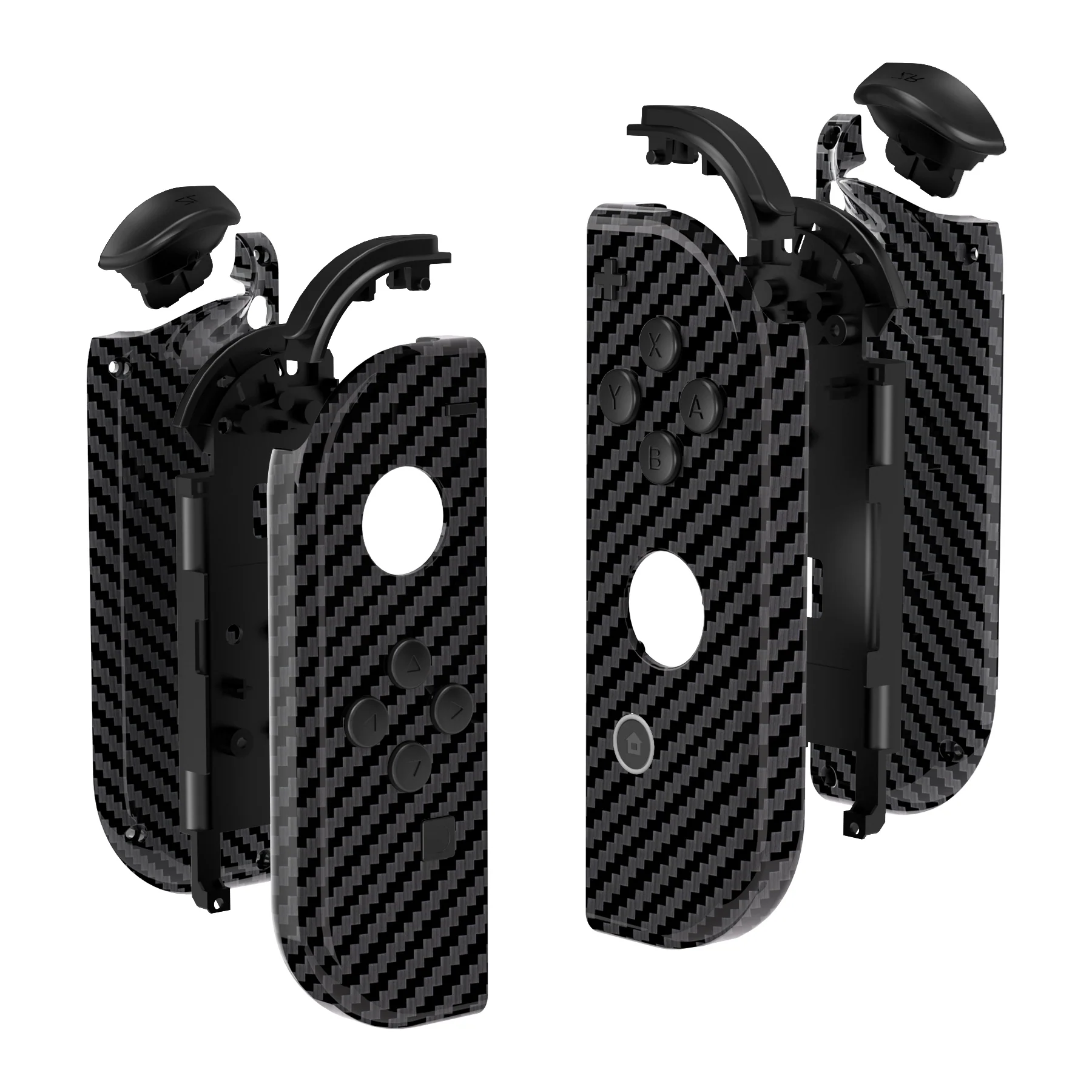 eXtremeRate Replacement Full Set Shell Case with Buttons for Joycon of NS Switch - Graphite Carbon Fiber - Image 13