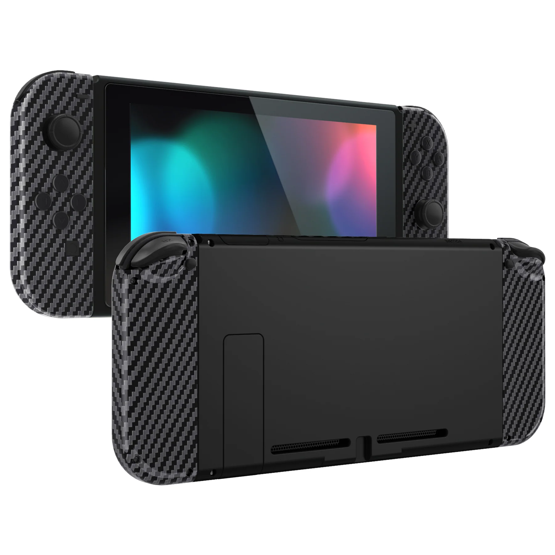 eXtremeRate Replacement Full Set Shell Case with Buttons for Joycon of NS Switch - Graphite Carbon Fiber - Image 4