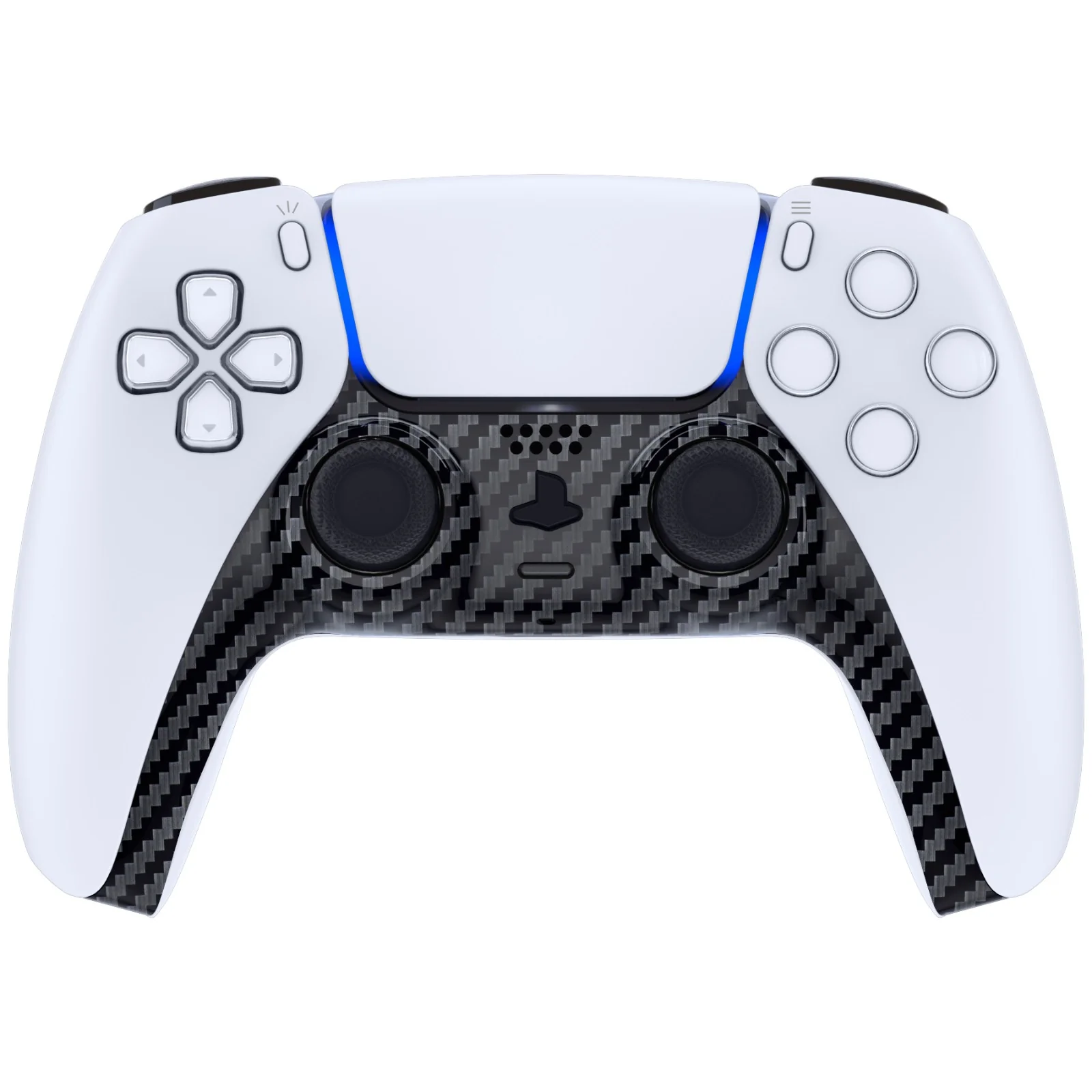 eXtremeRate Replacement Decorative Trim Shell with Accent Rings Compatible with PS5 Controller BDM-010/020/030/040/050 - Graphite Carbon Fiber - Image 2