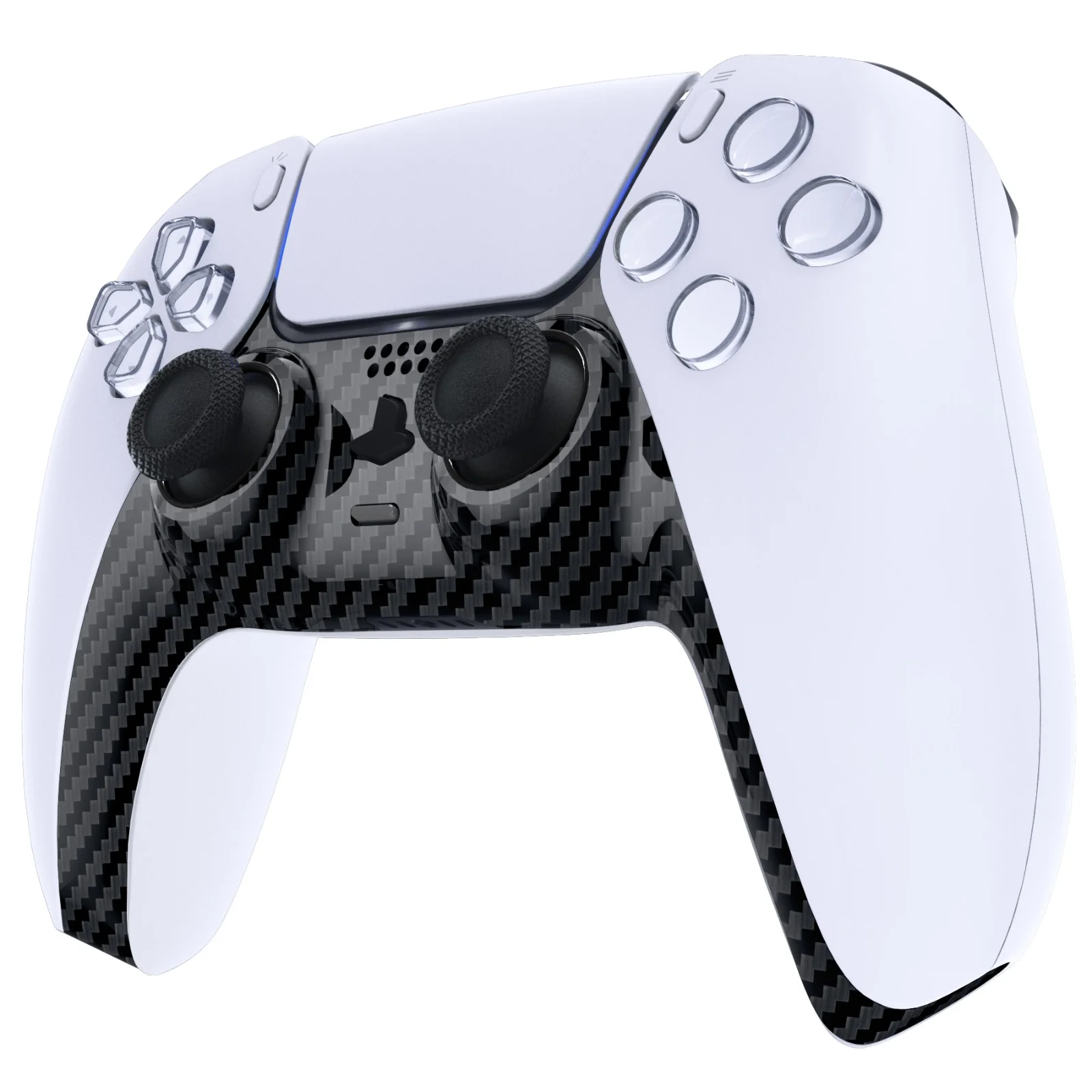 eXtremeRate Replacement Decorative Trim Shell with Accent Rings Compatible with PS5 Controller BDM-010/020/030/040/050 - Graphite Carbon Fiber - Image 4