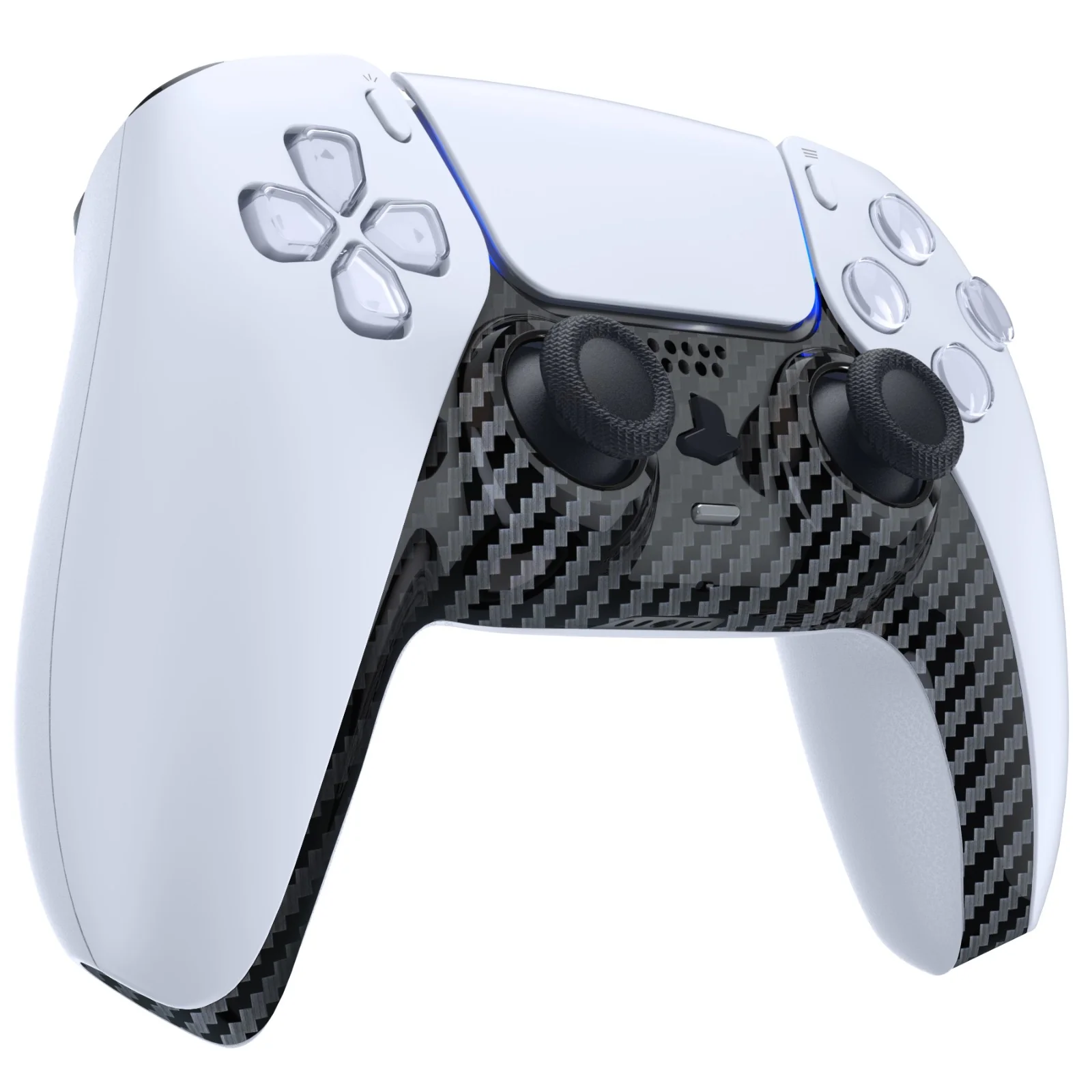 eXtremeRate Replacement Decorative Trim Shell with Accent Rings Compatible with PS5 Controller BDM-010/020/030/040/050 - Graphite Carbon Fiber - Image 5