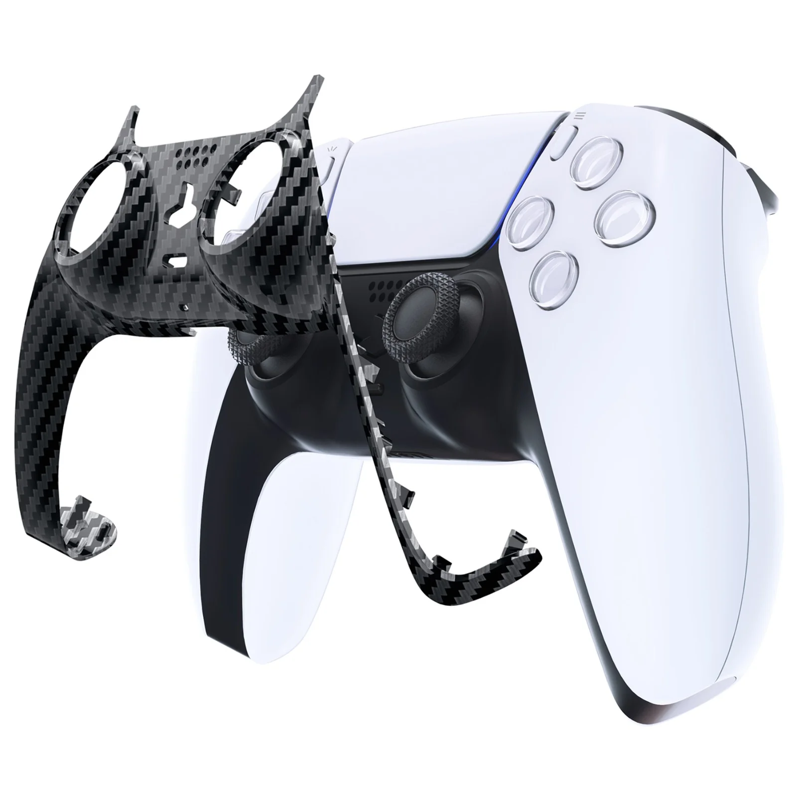 eXtremeRate Replacement Decorative Trim Shell with Accent Rings Compatible with PS5 Controller BDM-010/020/030/040/050 - Graphite Carbon Fiber - Image 7