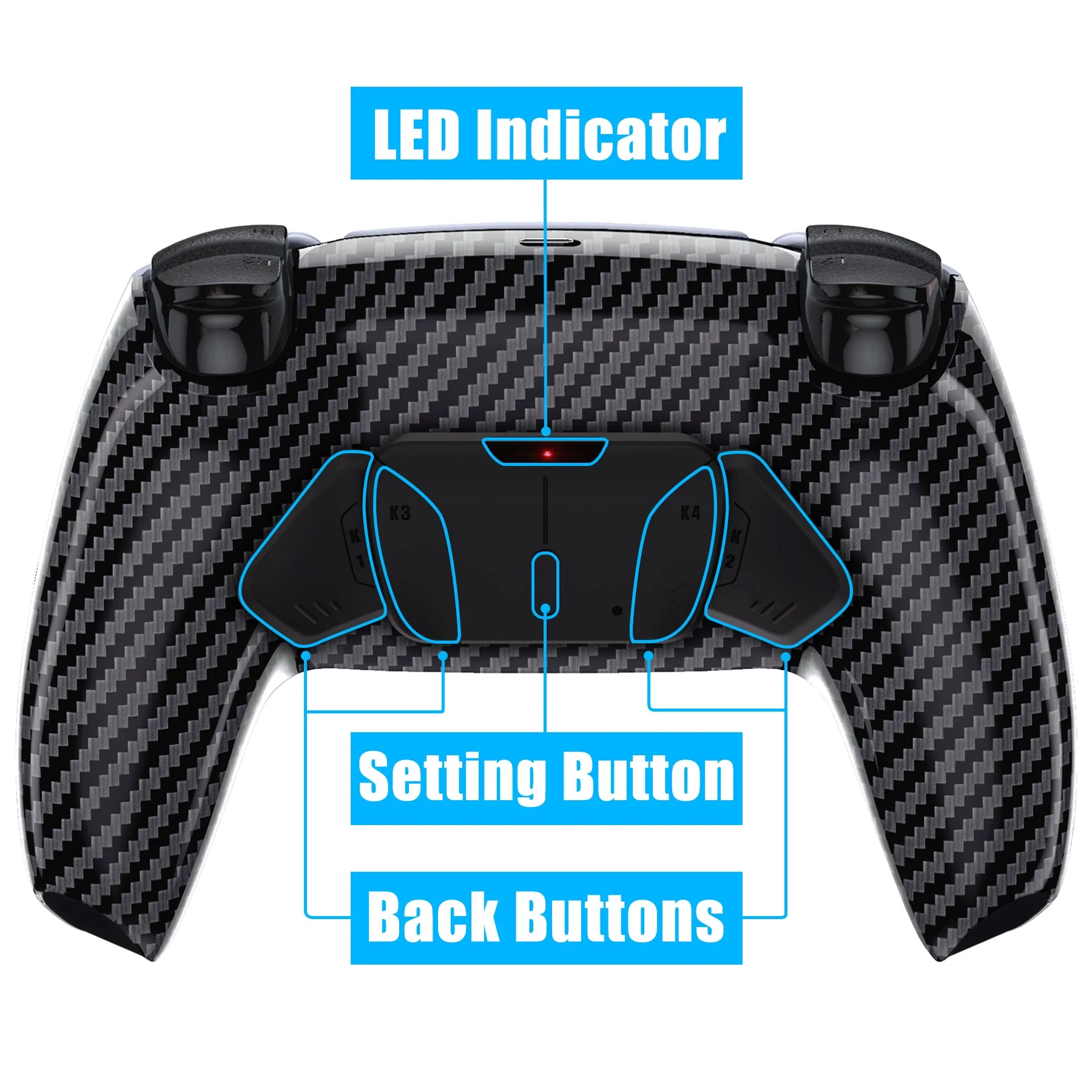 eXtremeRate Remappable RISE4 Remap Kit for PS5 Controller BDM-010/020 - Graphite Carbon Fiber - Image 4
