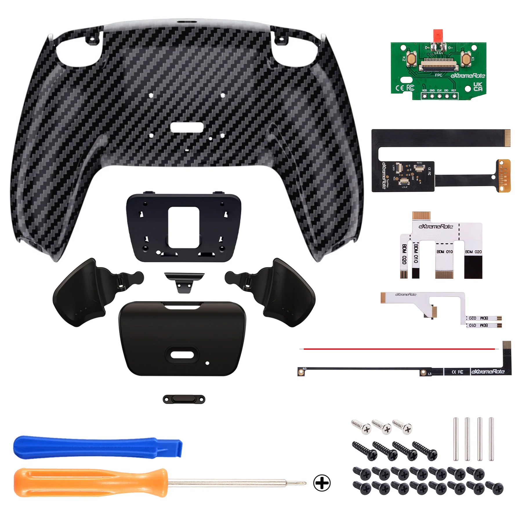 eXtremeRate Remappable Rise 2.0 Remap Kit for PS5 Controller BDM-010 & BDM-020 - Graphite Carbon Fiber - Image 2